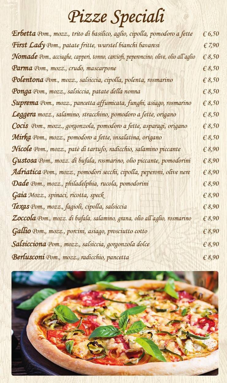 Menu di Pizzeria Birreria Due Torri 