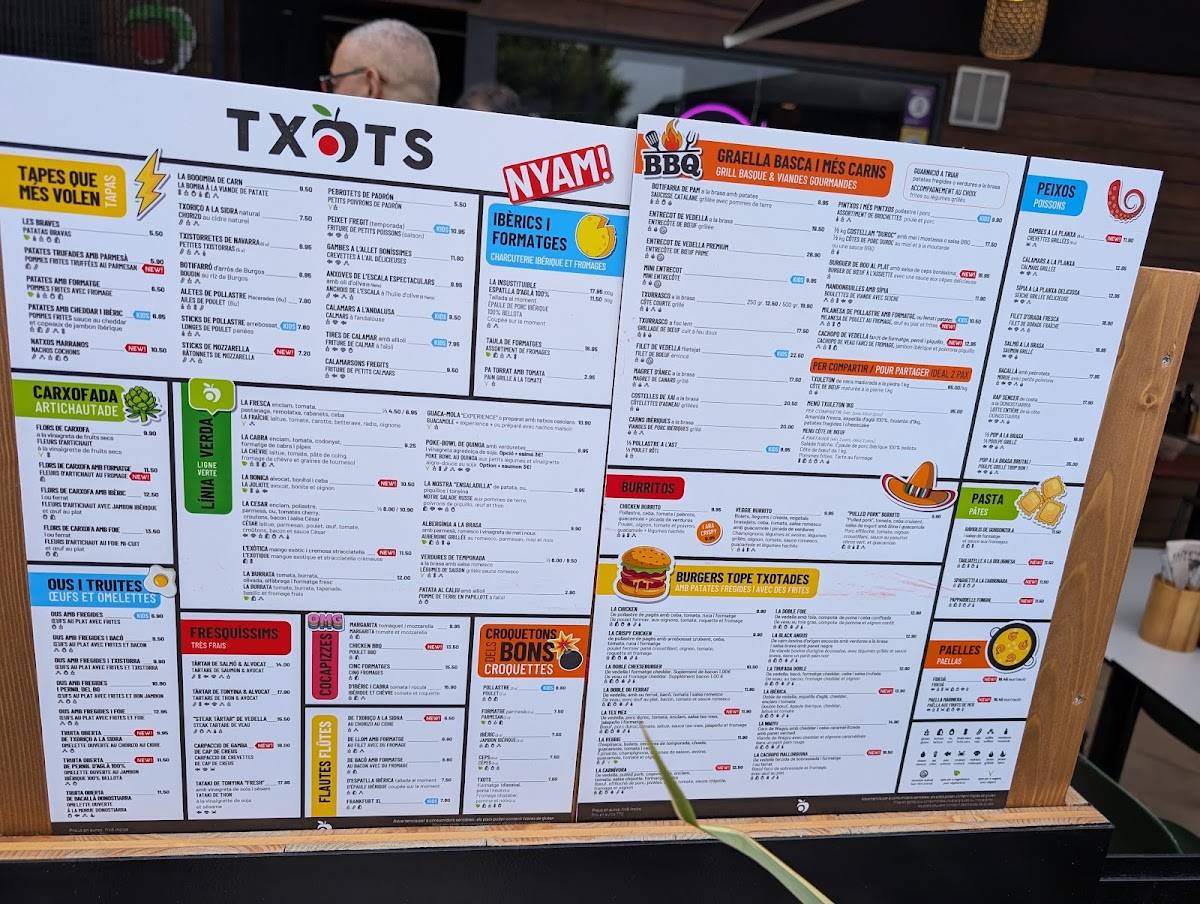 Menu at Txots Roses restaurant, Roses