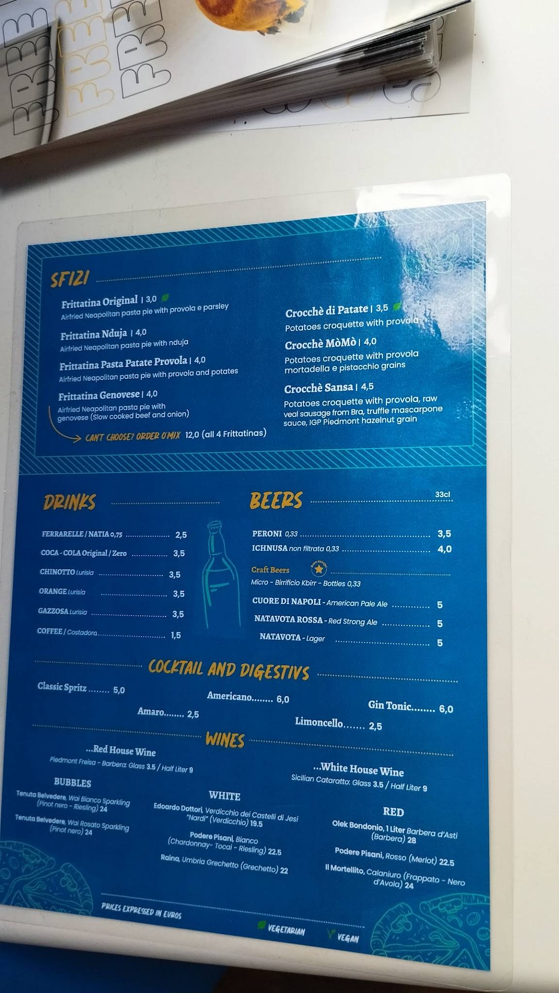 Menu di UÁO Pizza