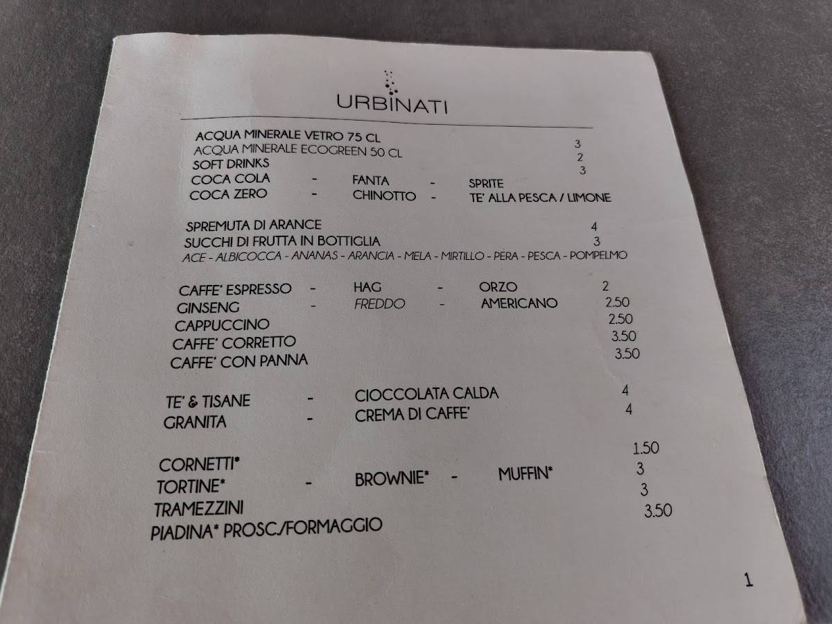 Menu di Ristorante Urbinati 