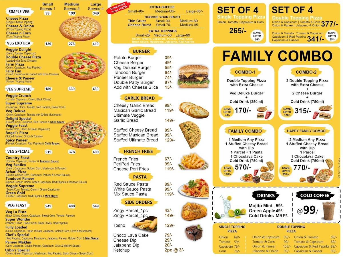URBN PIZZA menu