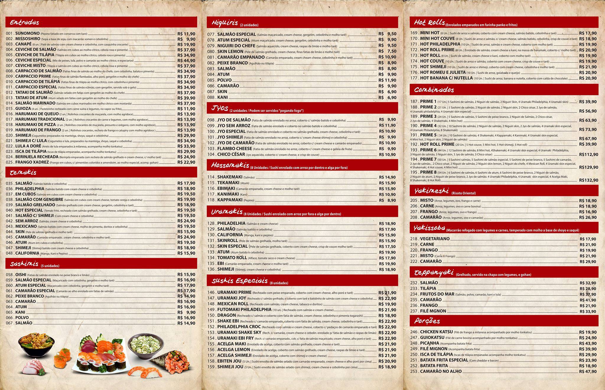 Sushi Prime cardápio