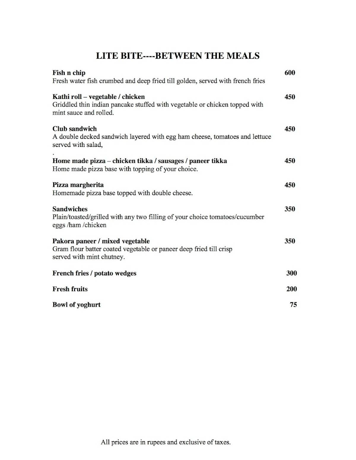 Baradari at Fateh Garh menu