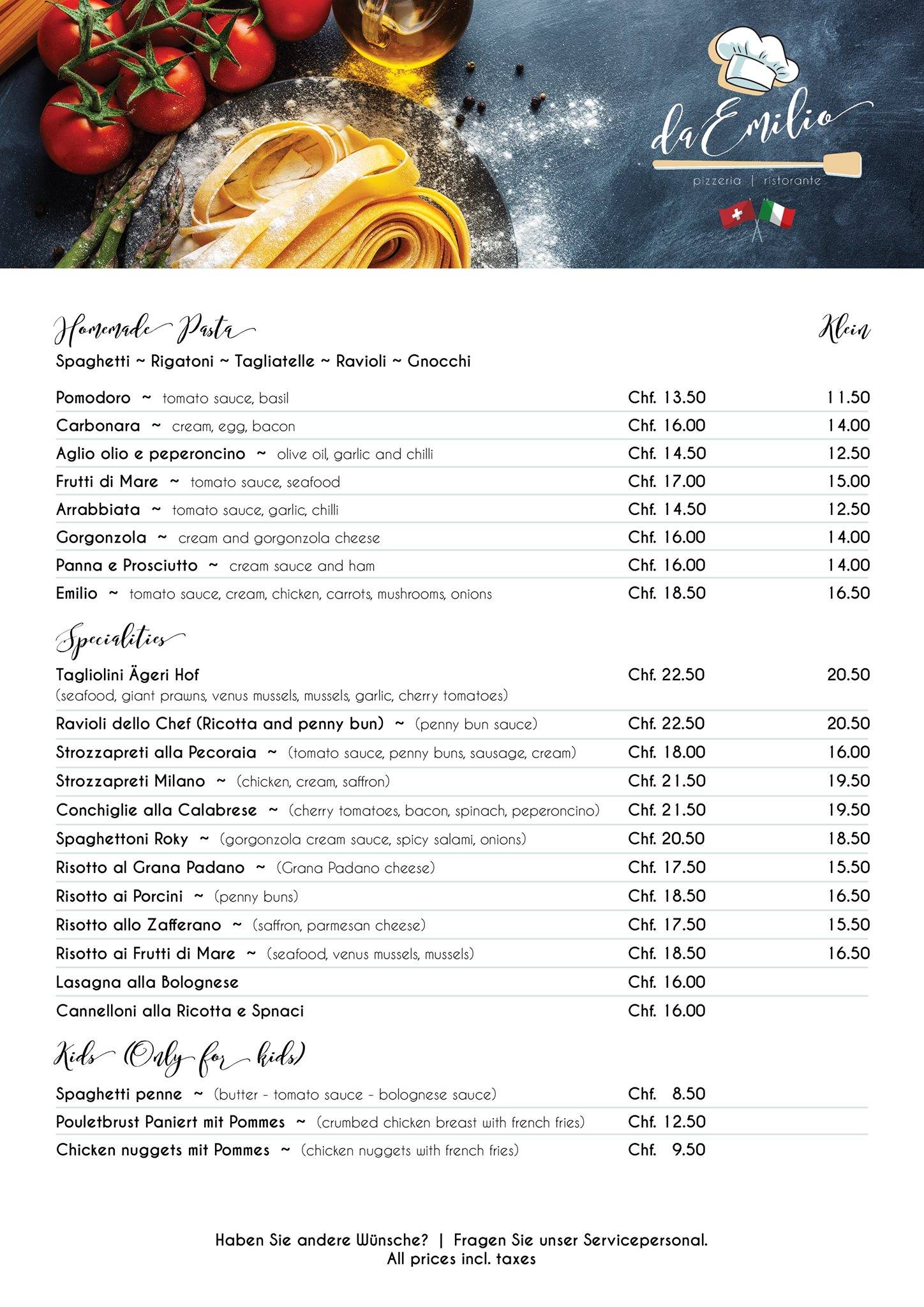 Menu di Ristorante e Pizzeria Emirosa Codaruina 