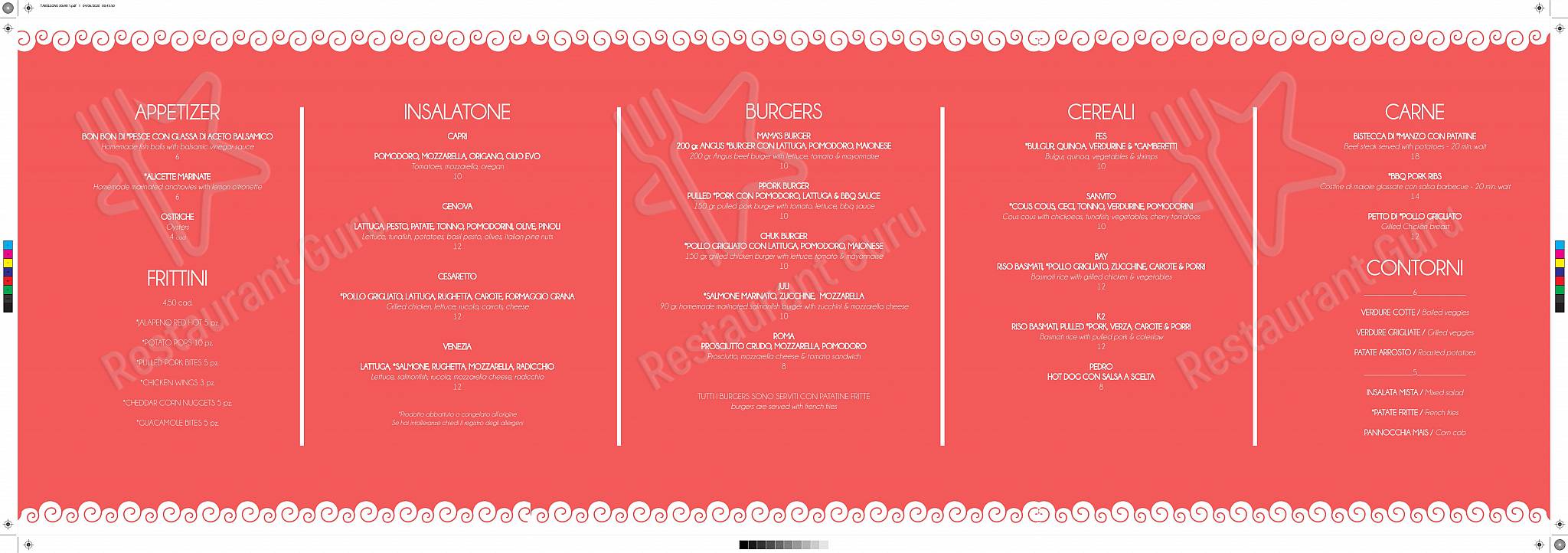 Dinner Menu per Ristorante Urbinati in Roma