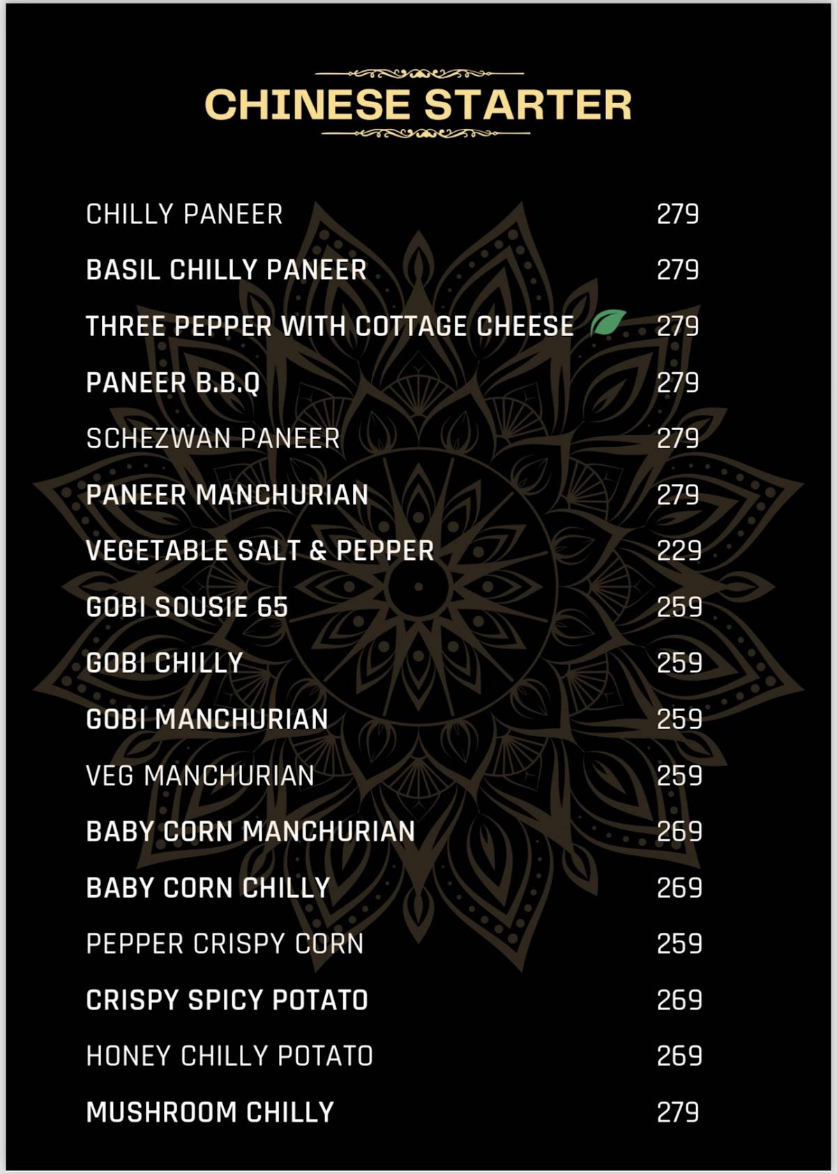VIRAASAT menu