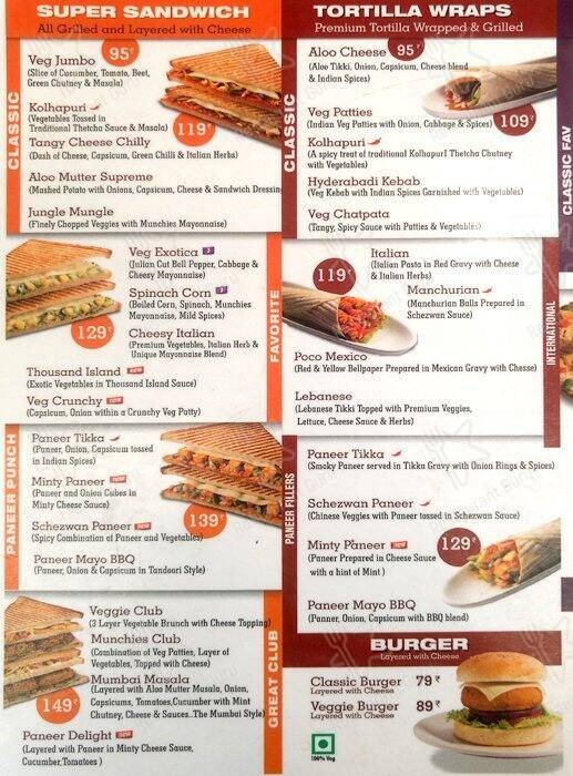 Midday Munchies menu