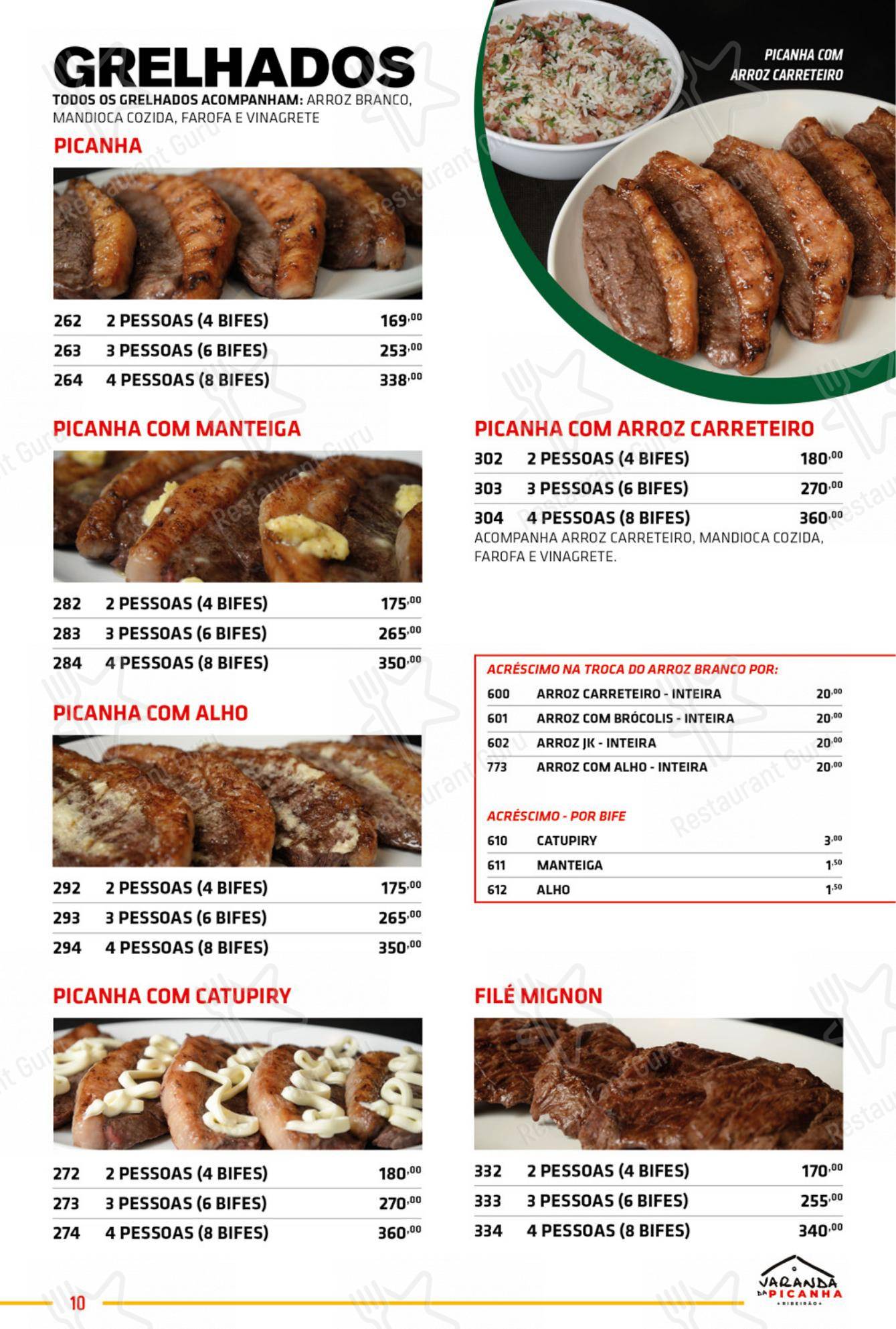 Menu para Varanda da Picanha restaurante