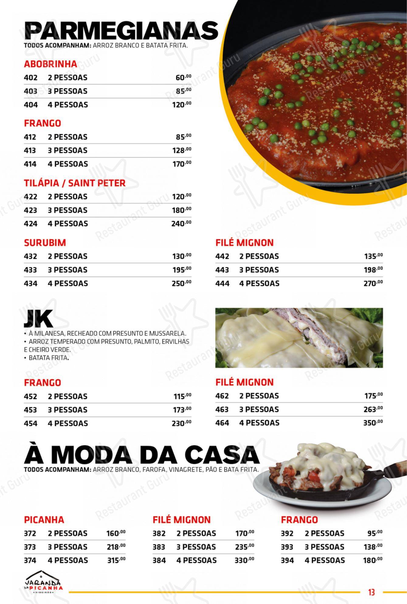 Menu para Varanda da Picanha restaurante