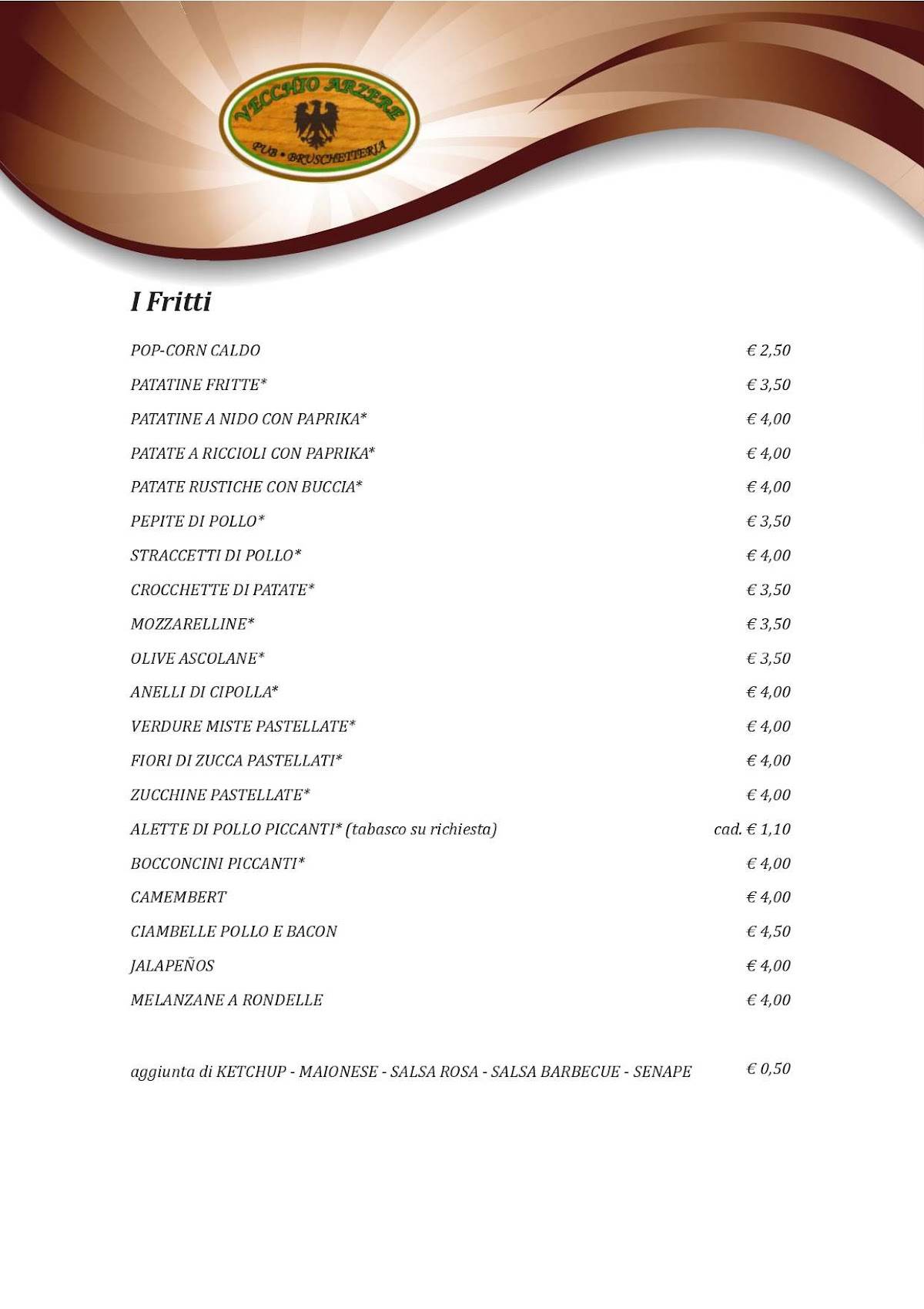 Menu di Vecchio Arzere Birreria 