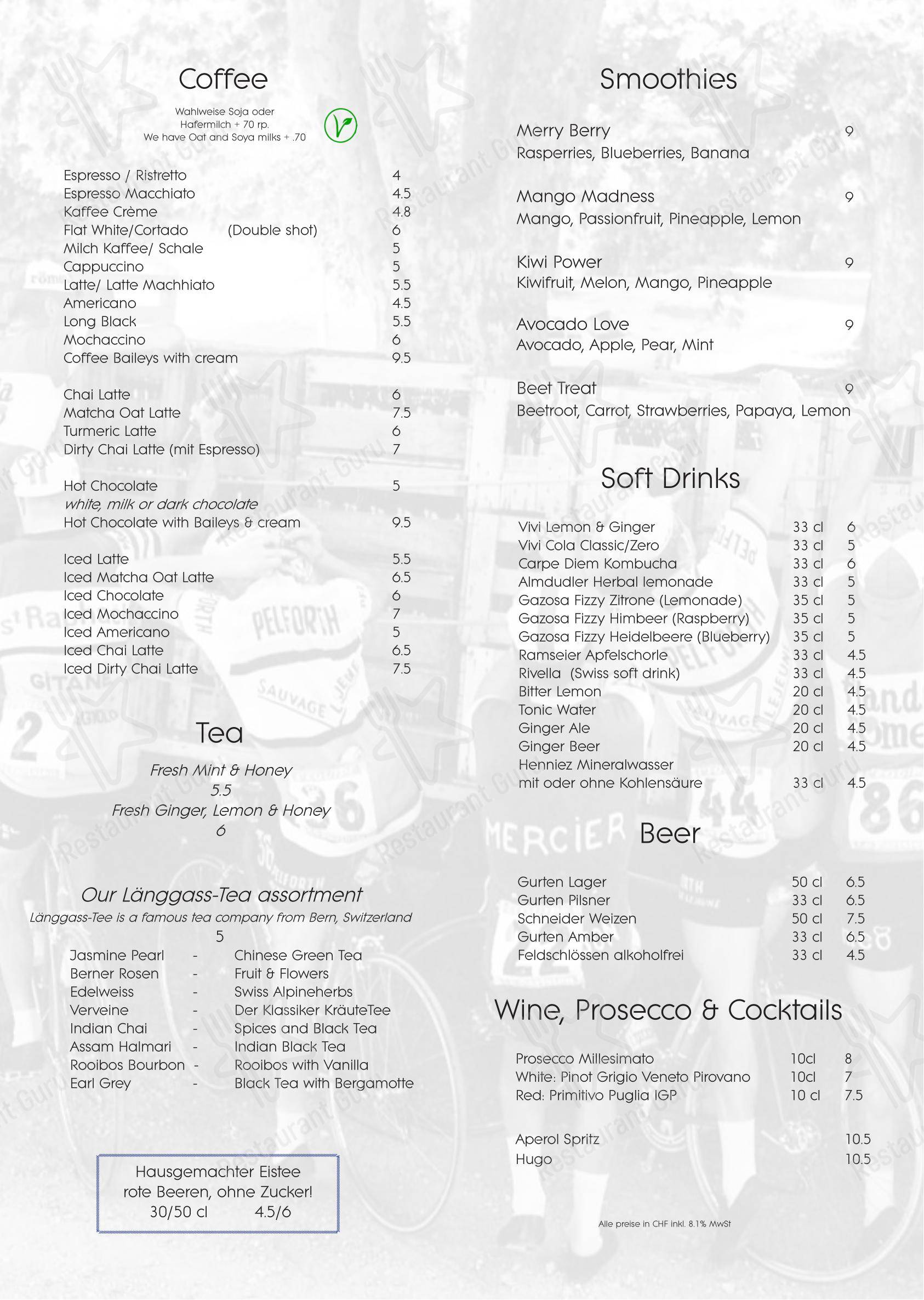 Основное меню per Velo Cafe caffè bar