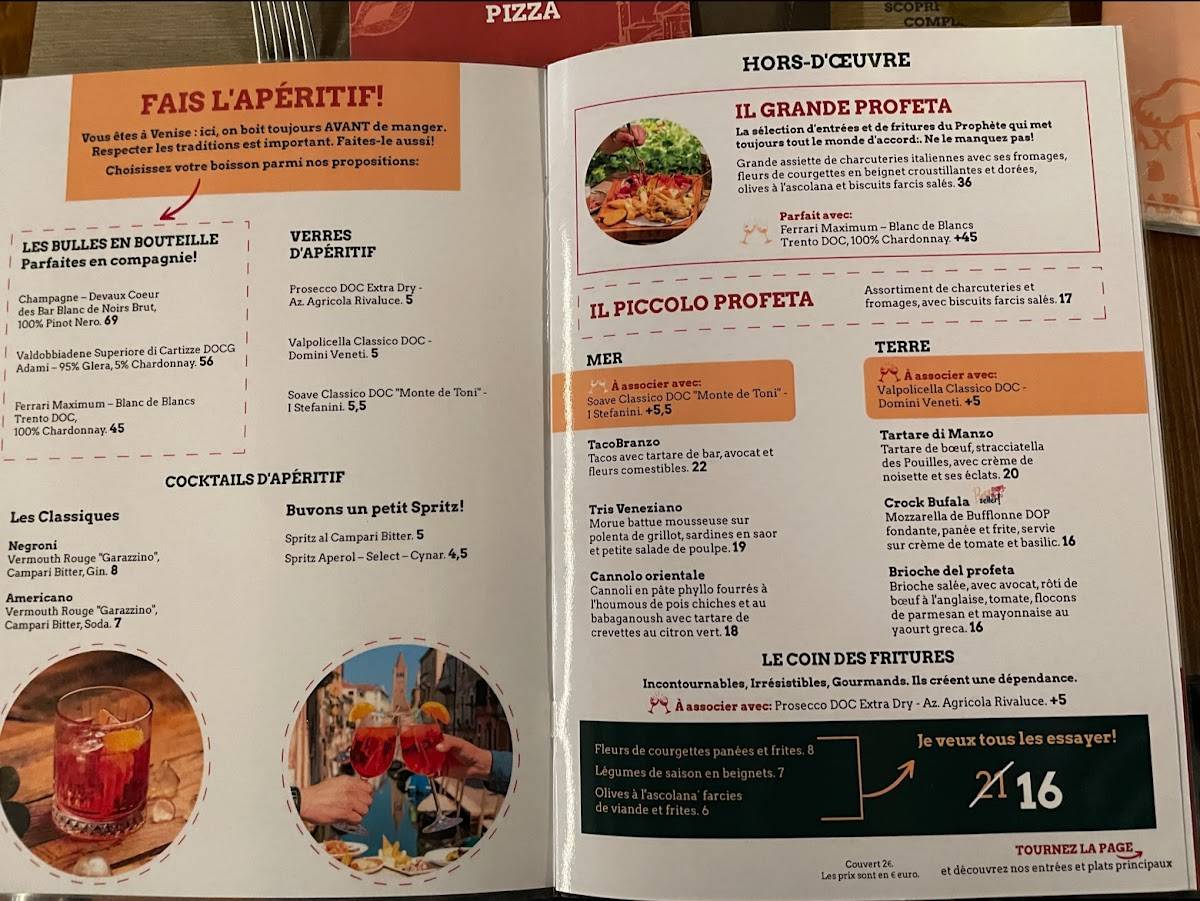 Menu di Al Profeta 
