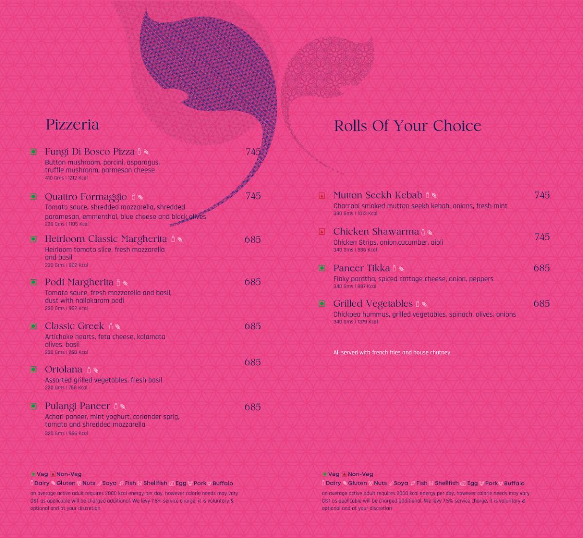 Verandah - The Park menu