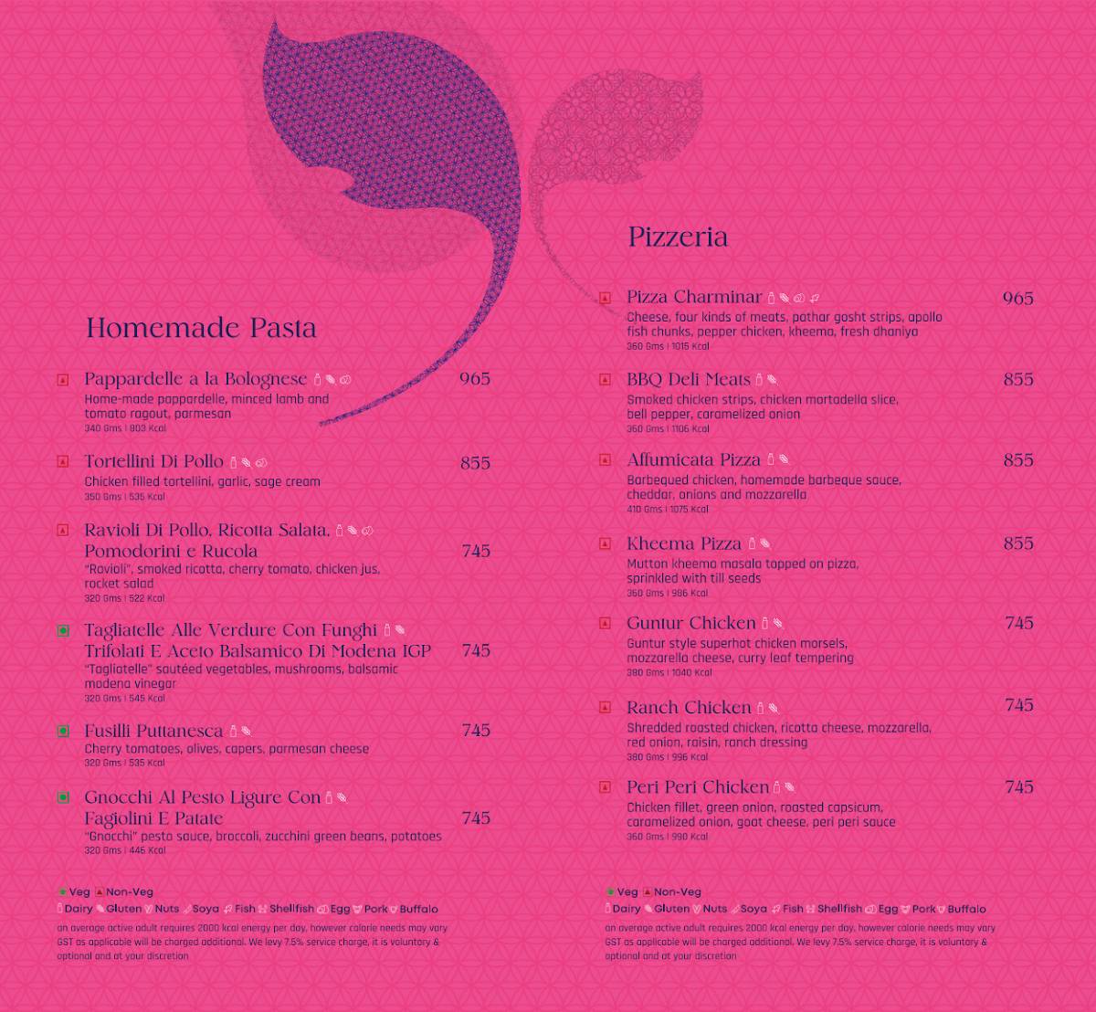Verandah - The Park menu
