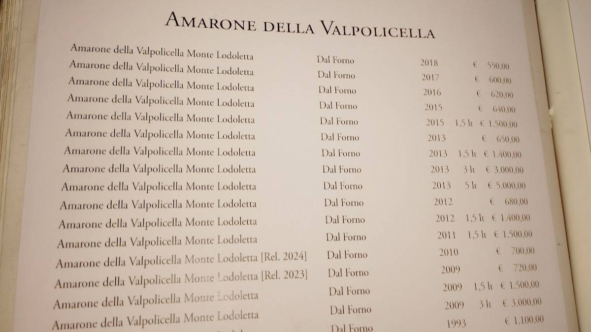 Menu di Antica Bottega del Vino - Verona 