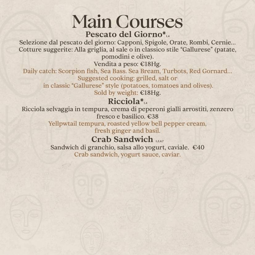 Menu di Vesper Beach Club 