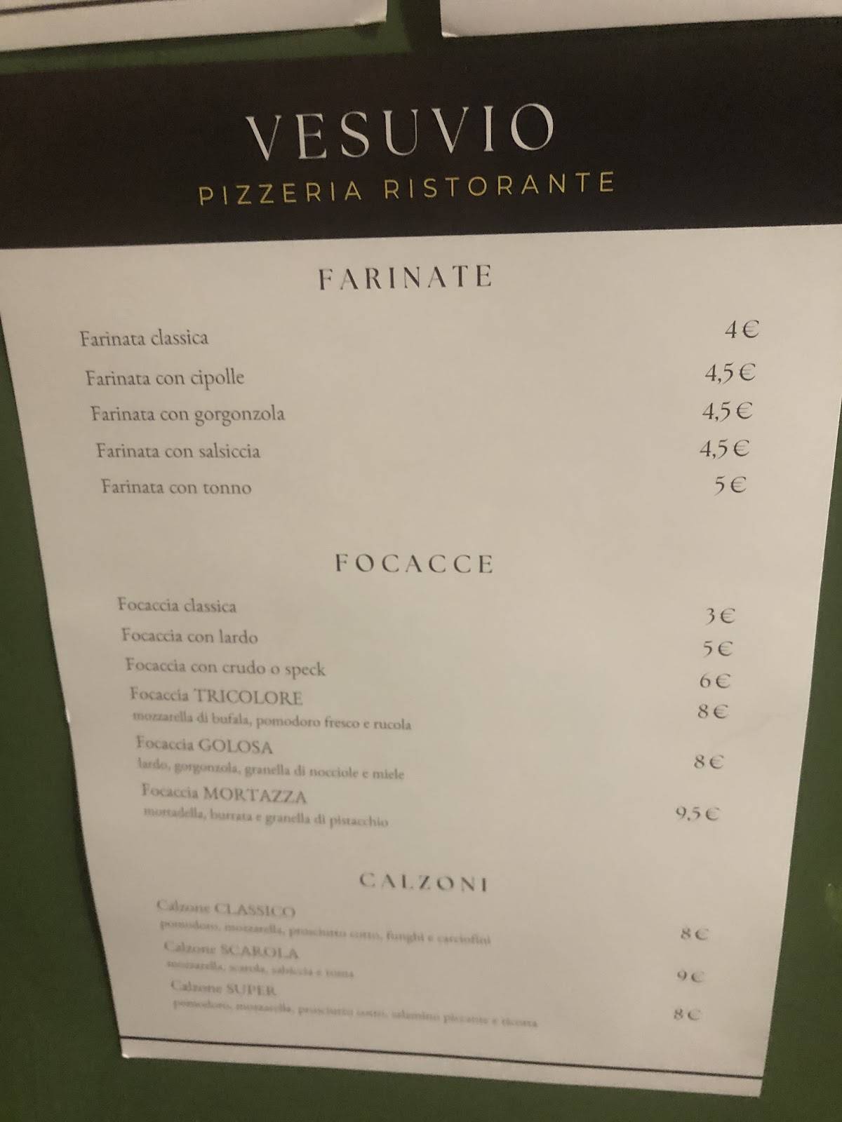 Menu di Vesuvio 
