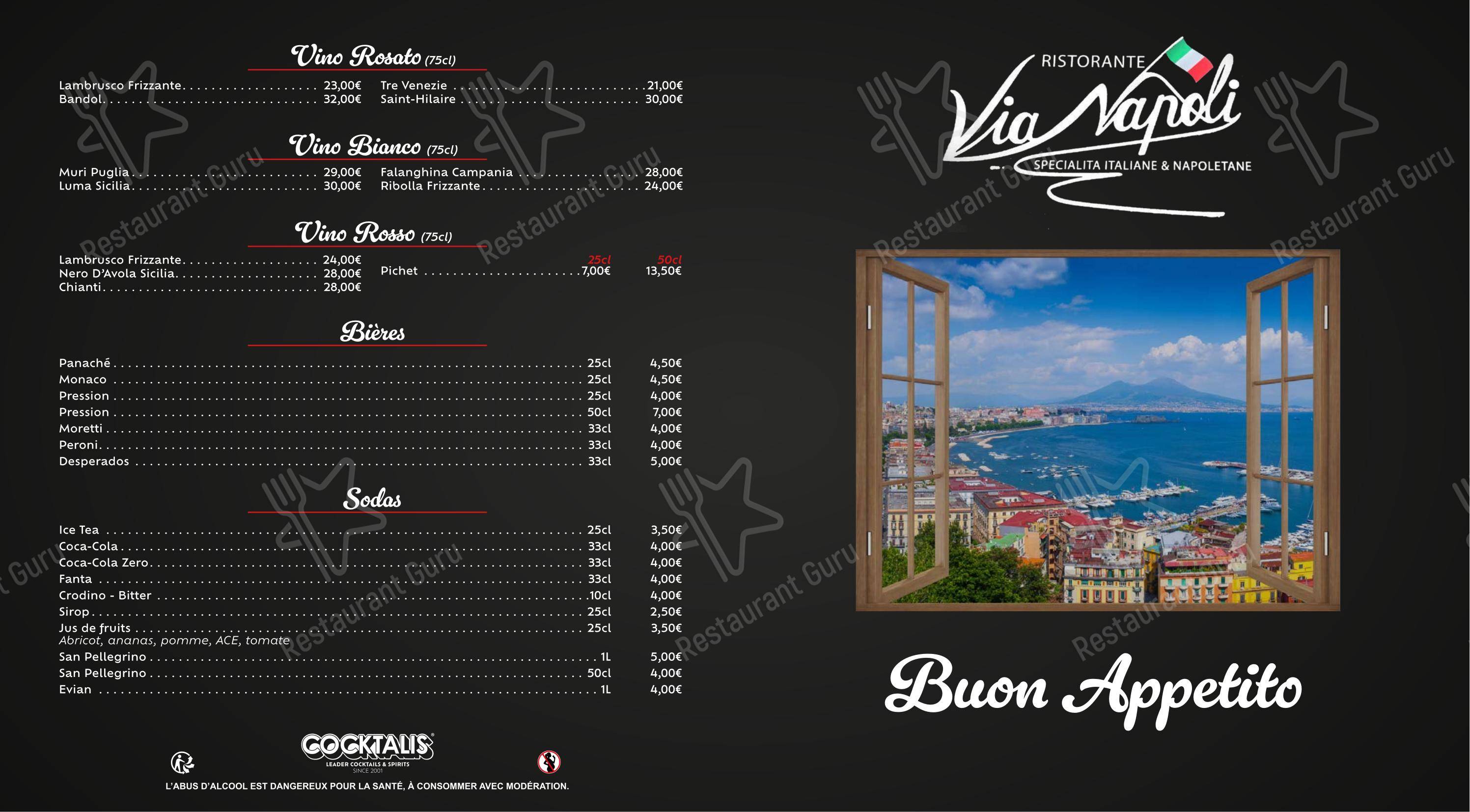 Menu pour Via Napoli - Menu