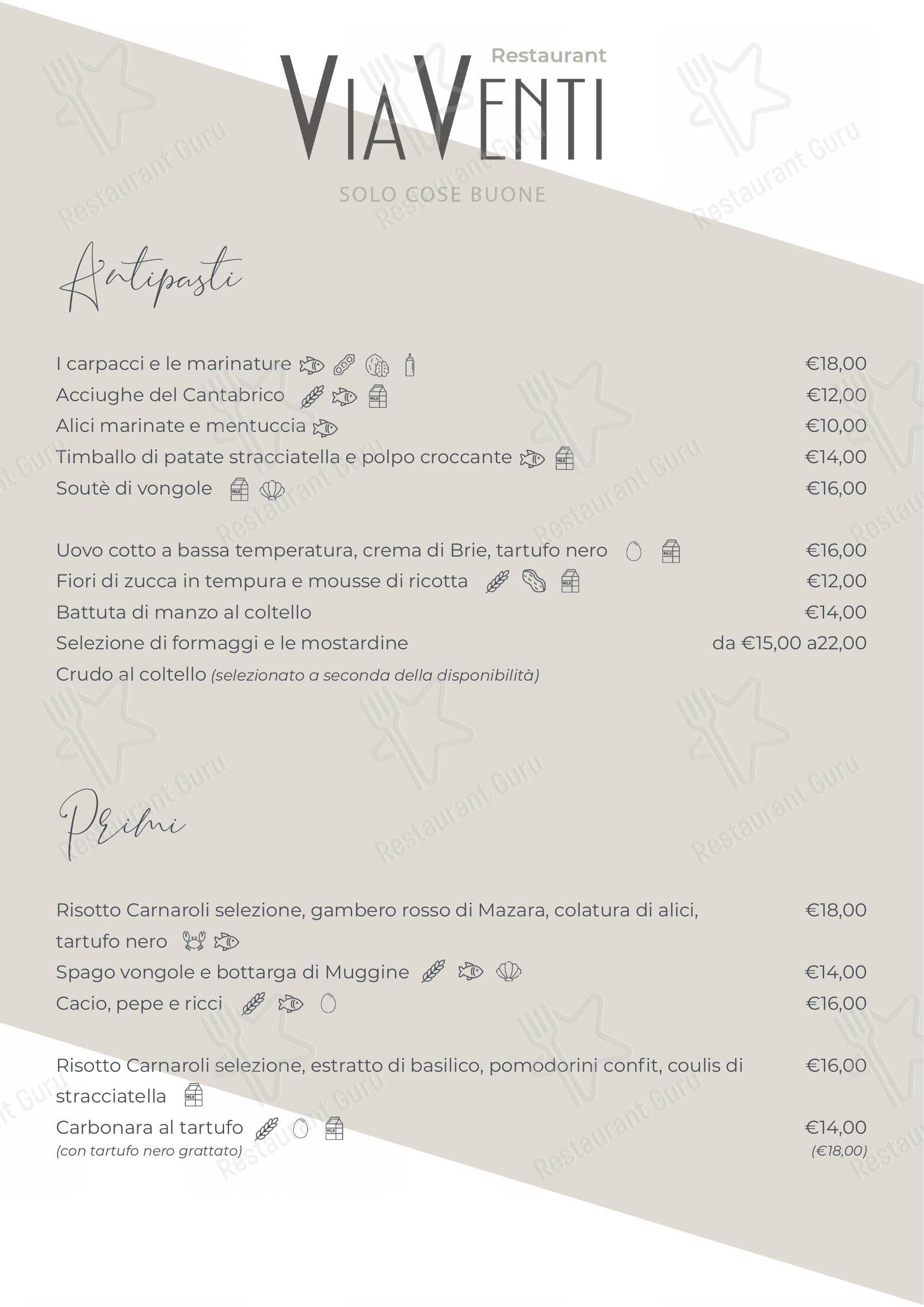 Menu per Restaurant ViaVenti in Muggiò
