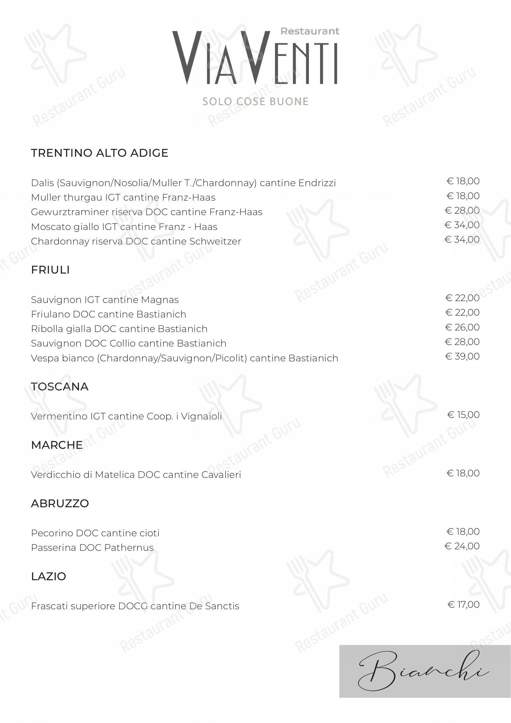 Restaurant ViaVenti in Muggiò - Основное меню