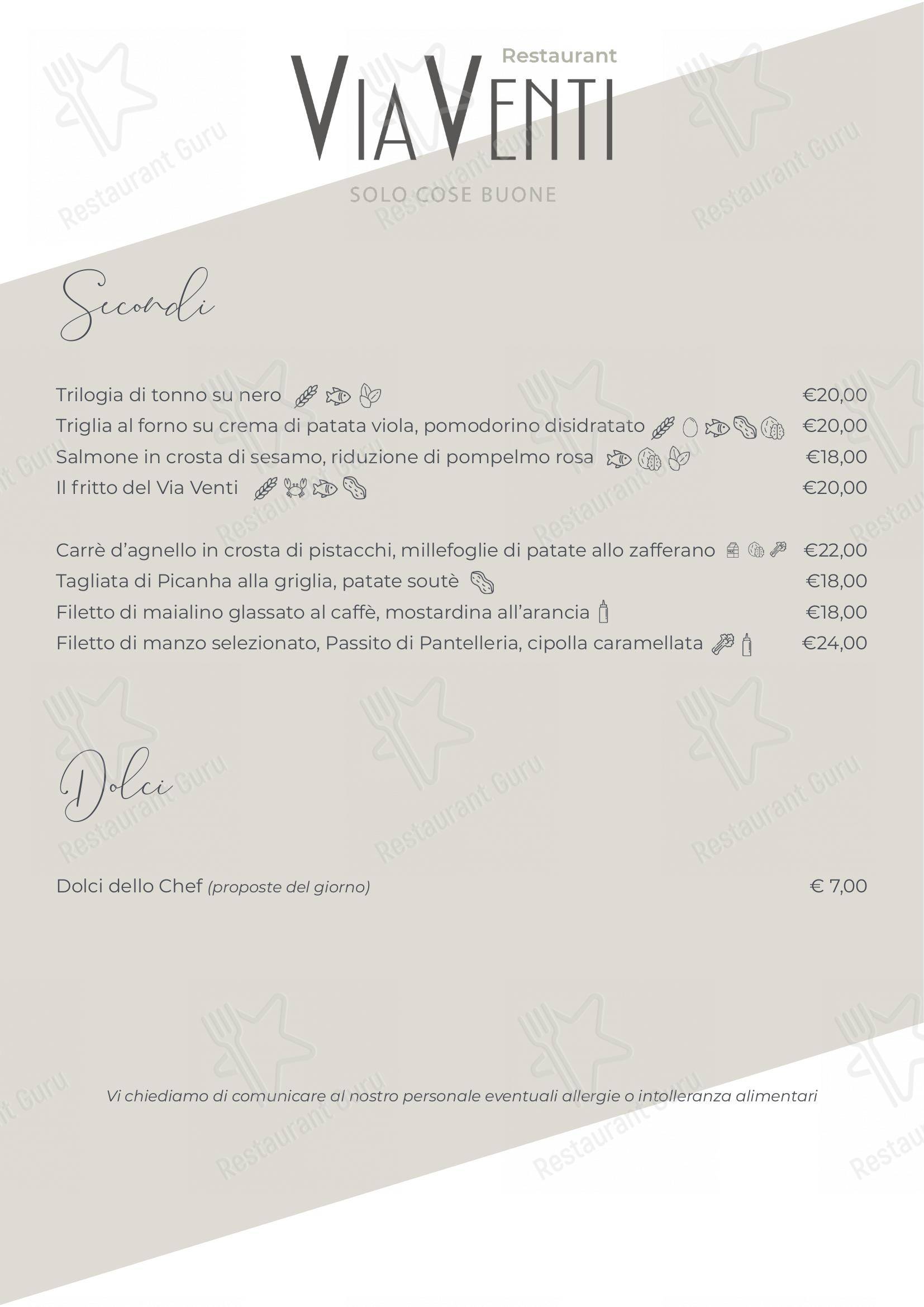 Menu di Restaurant ViaVenti - Menu bar