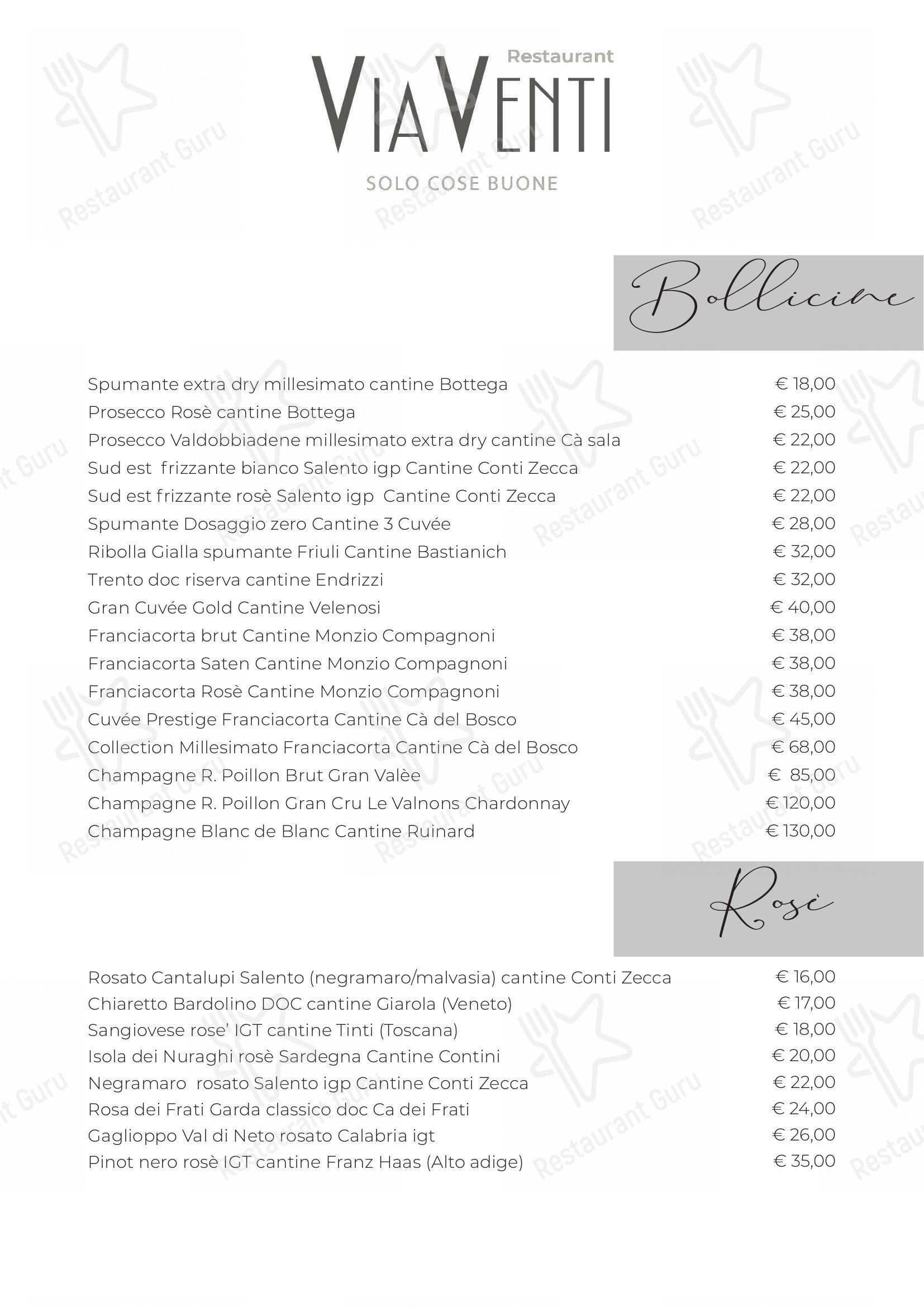 Основное меню per Restaurant ViaVenti in Muggiò
