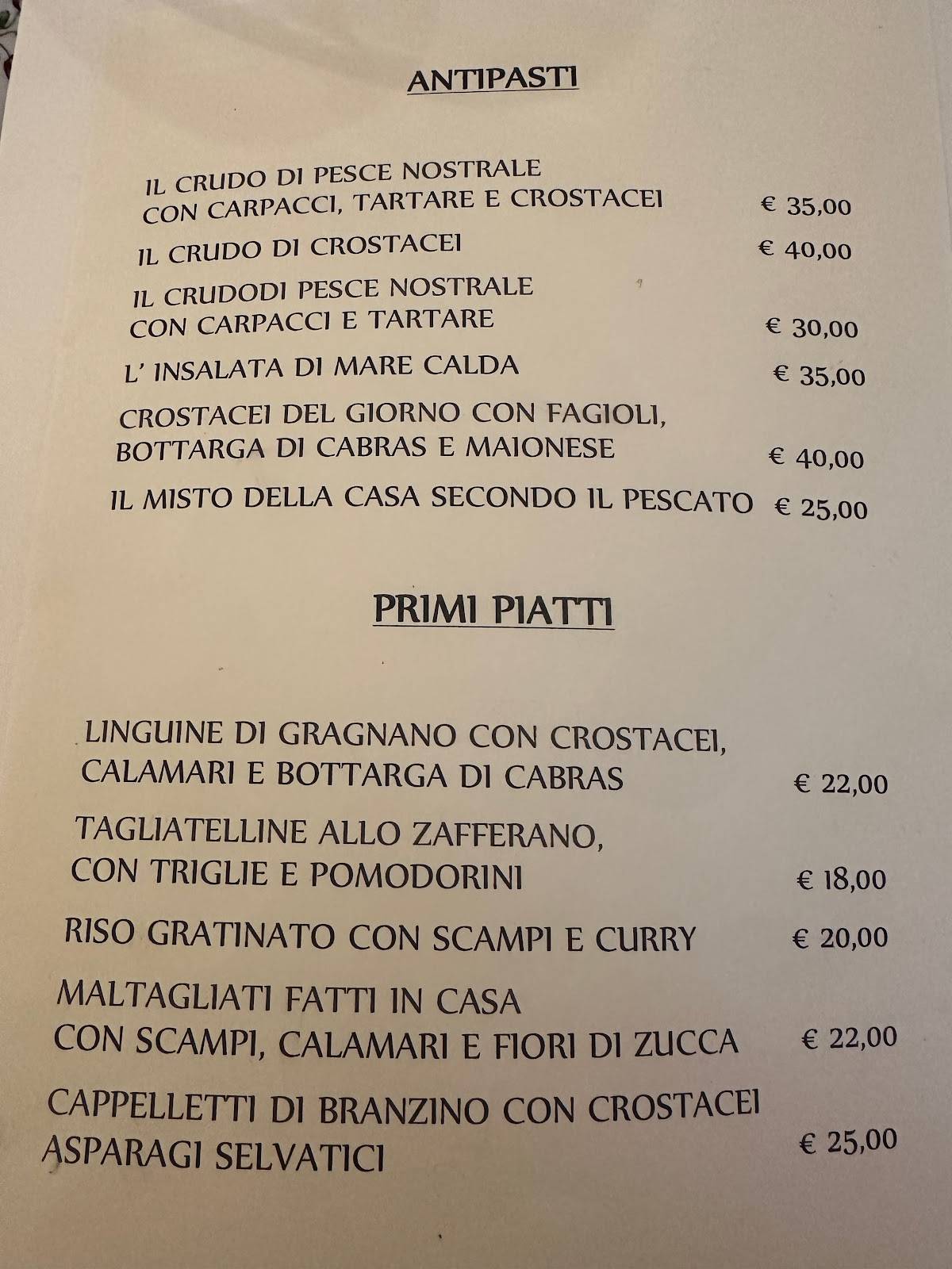 Menu di Ristorante da Pino 