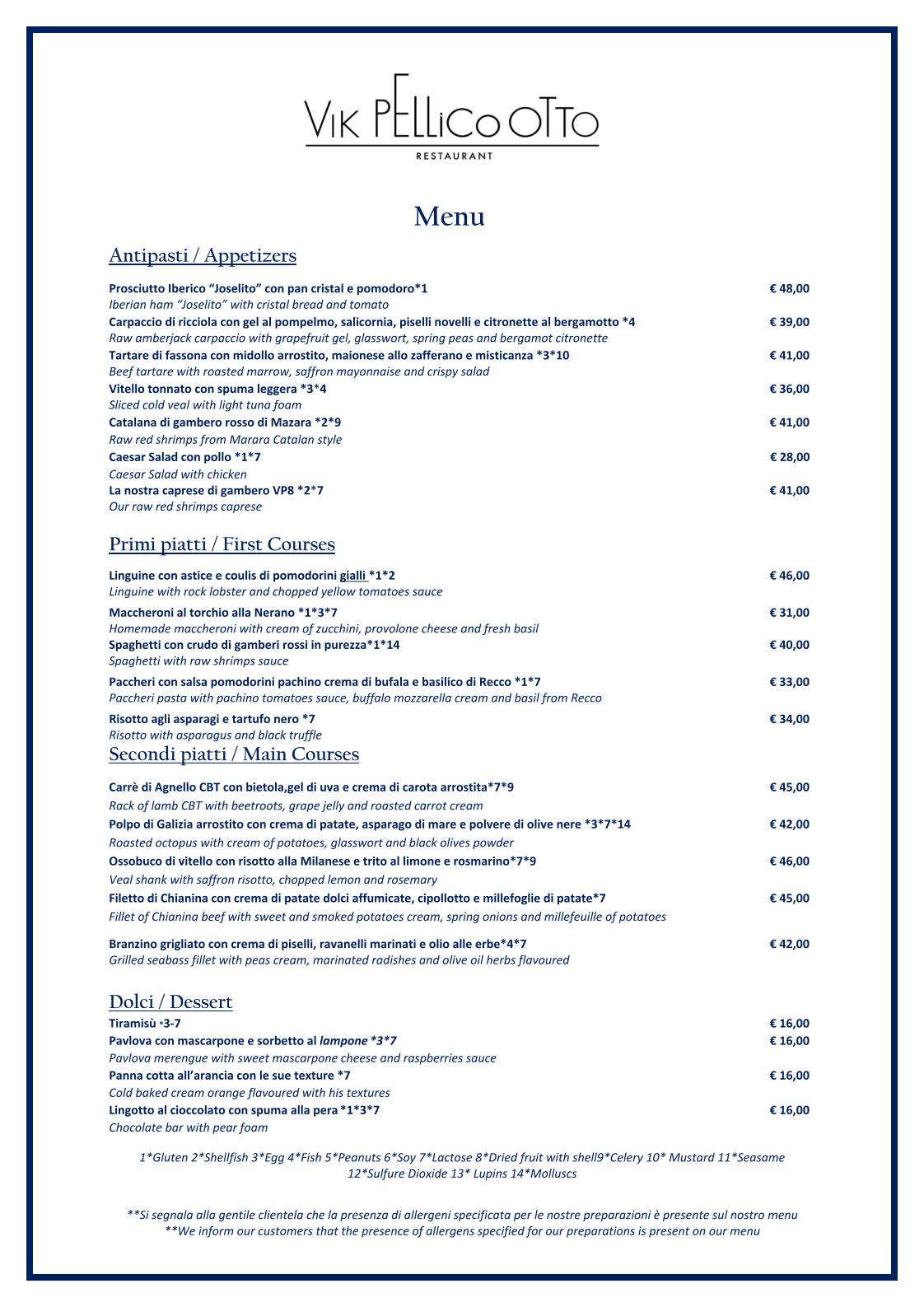 Menu di VBart & Restaurart 