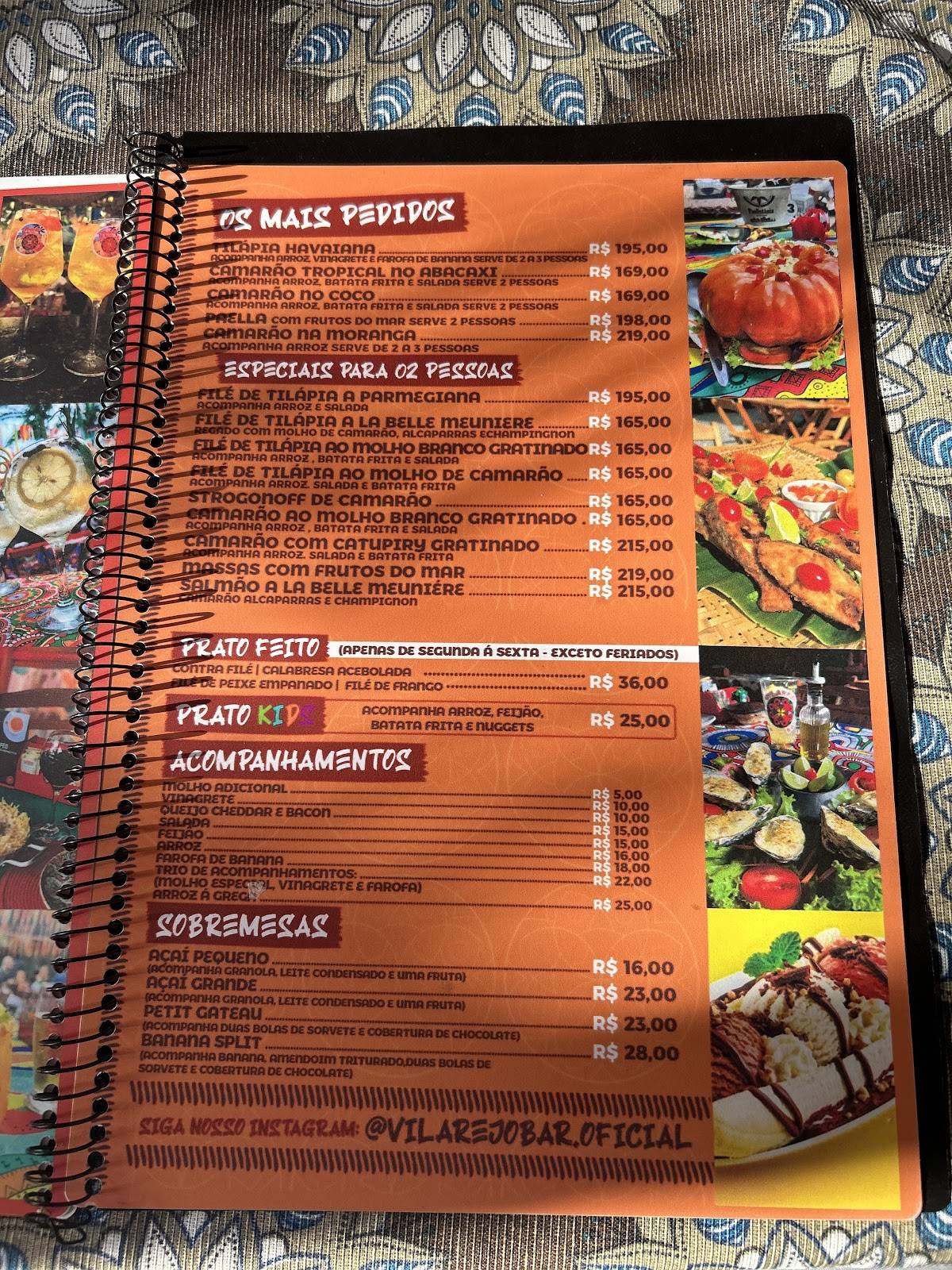 Vilarejo Bar & Restaurante cardápio