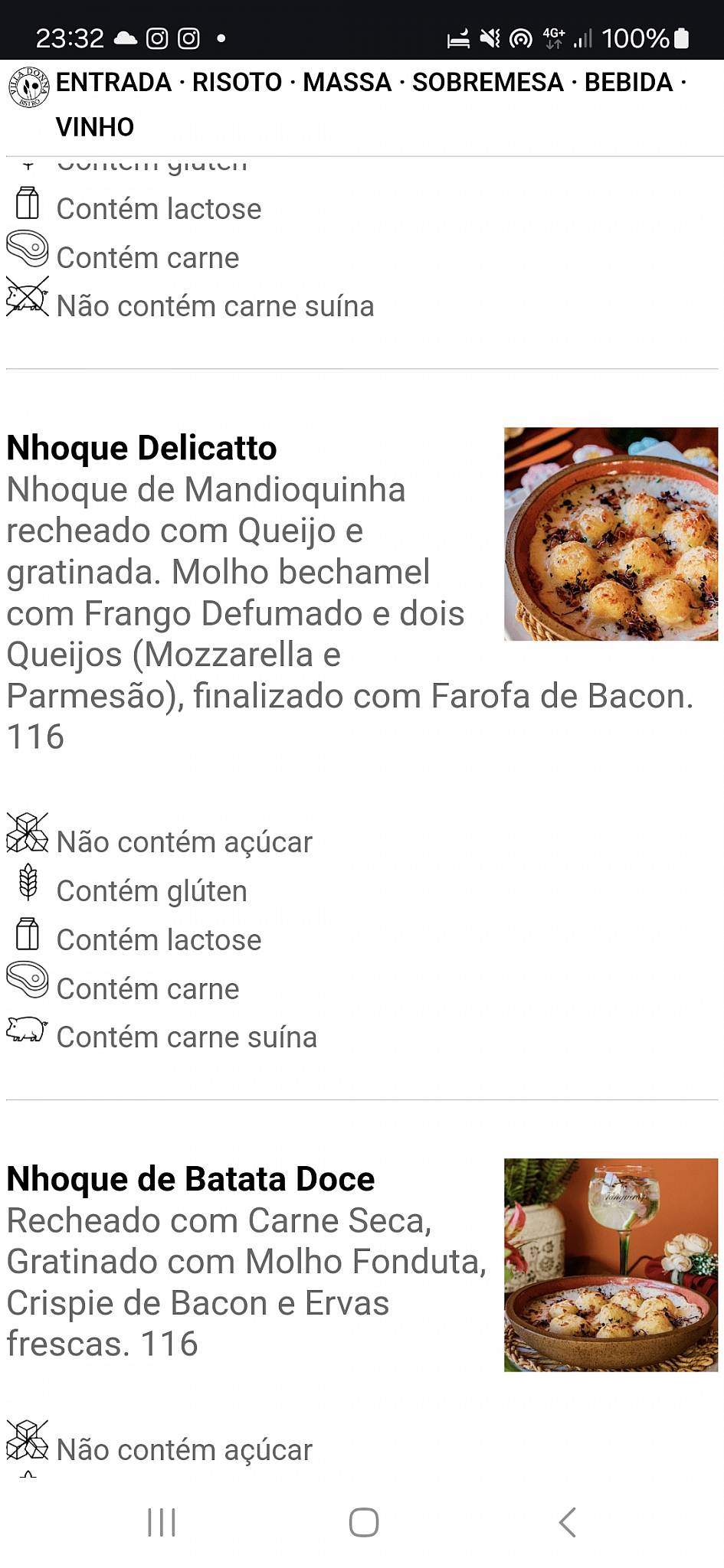 Villa Donna Bistrô cardápio