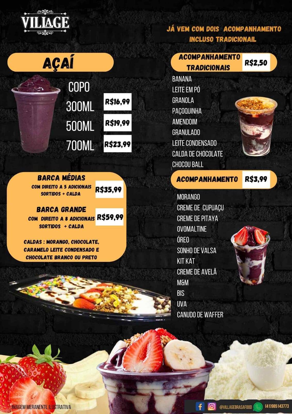 Village hamburgueria e pizzaria cardápio