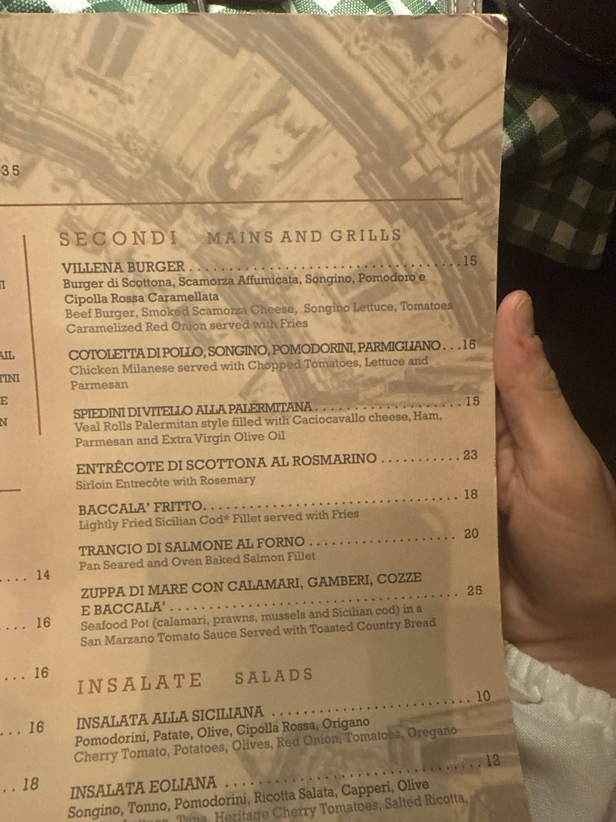 Menu di Osteria Villena 