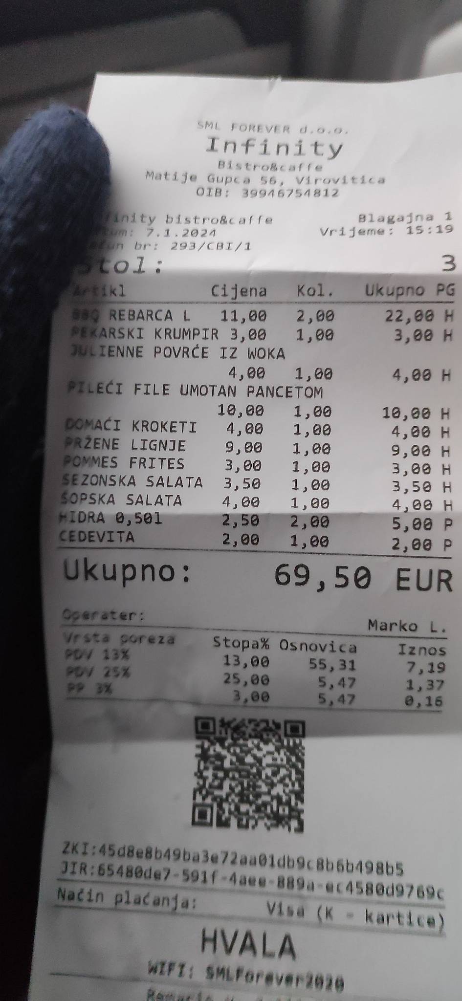 Menu di INfinity bistro & caffe bar 