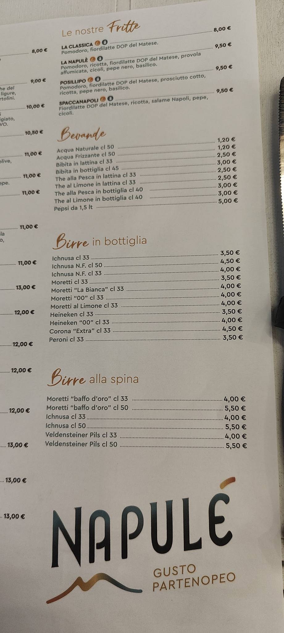 Menu di Pizzeria Napulé Viserba 