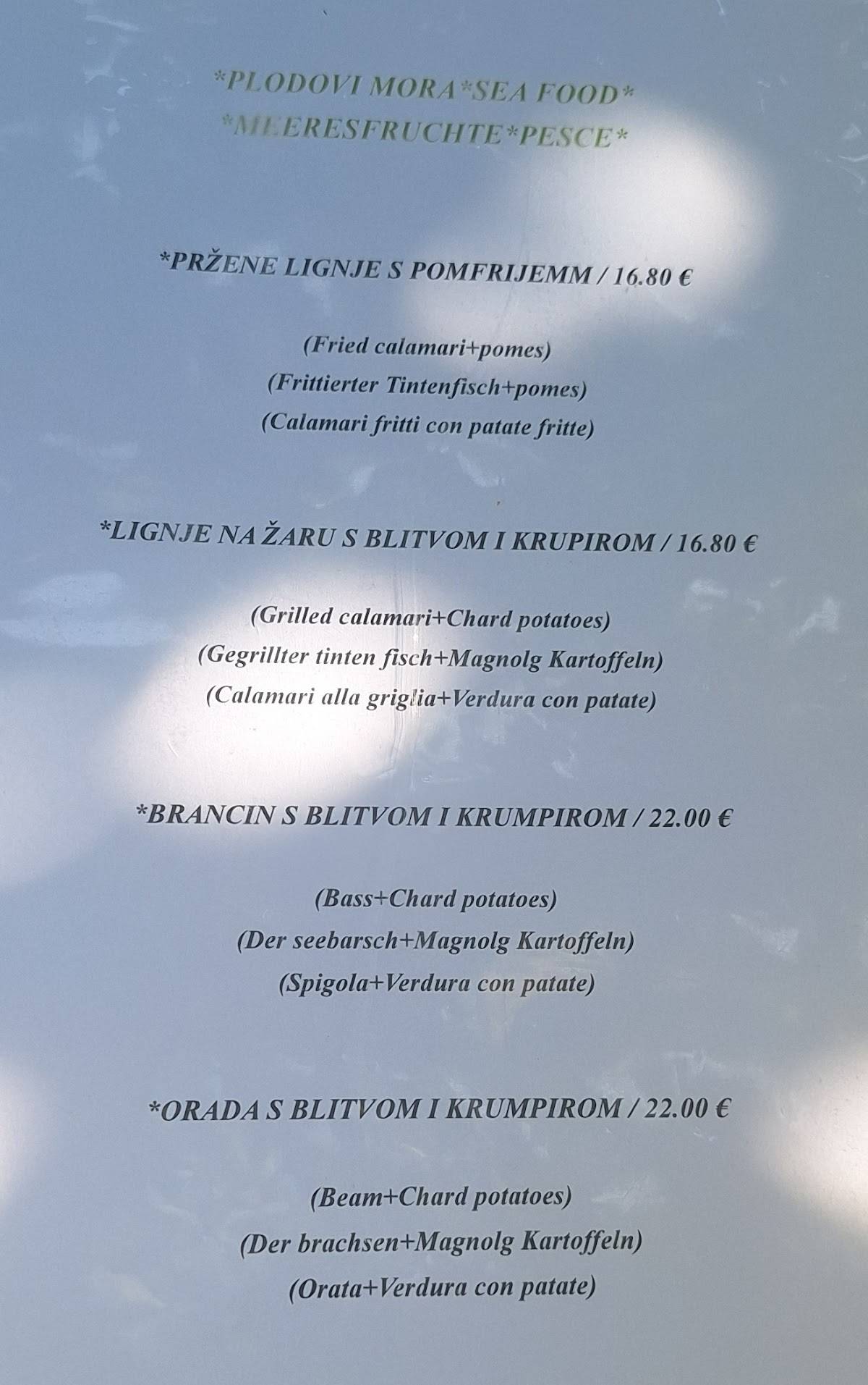 Menu di Restoran MASLINA 