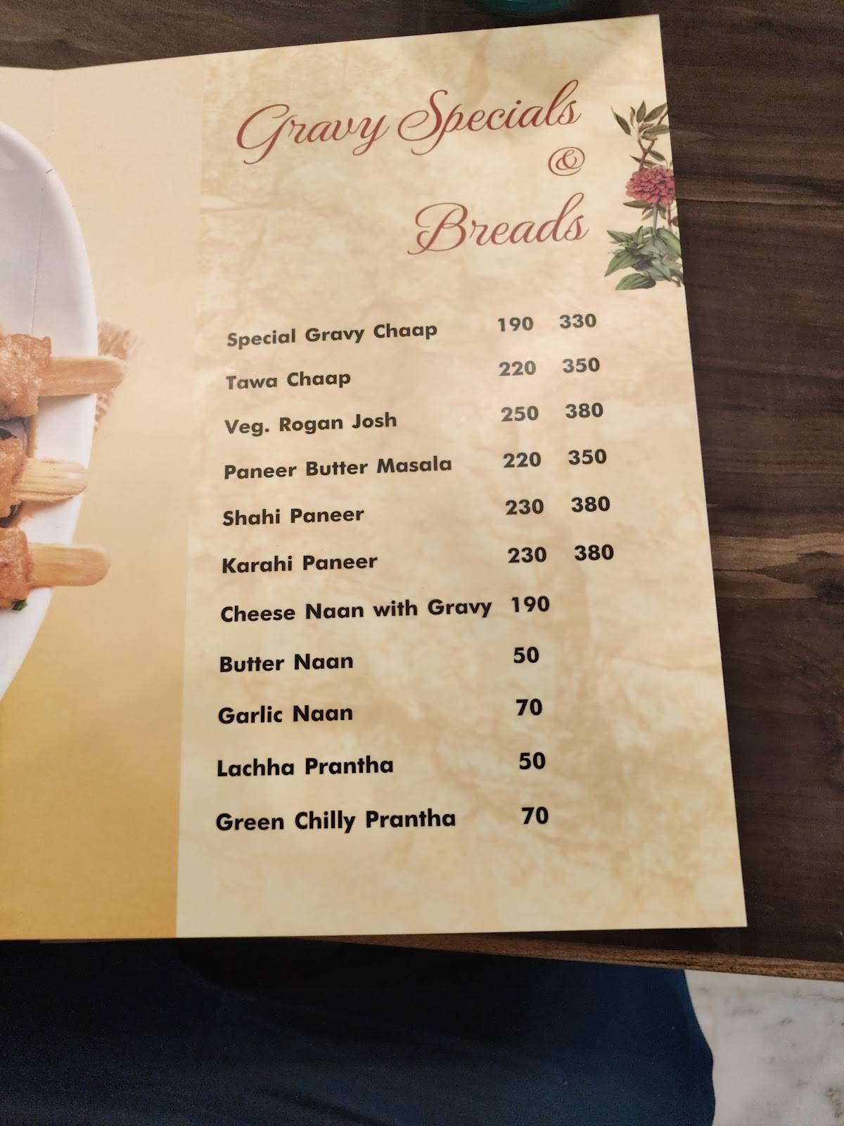 Vohra ji Chaap wale menu