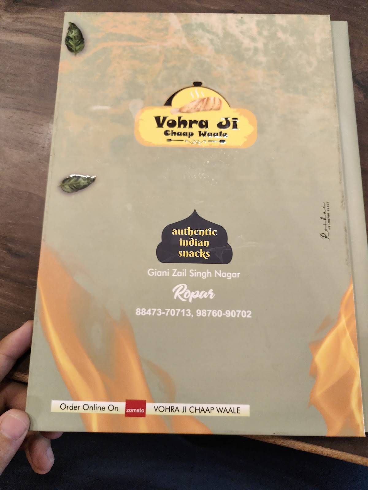 Vohra ji Chaap wale menu