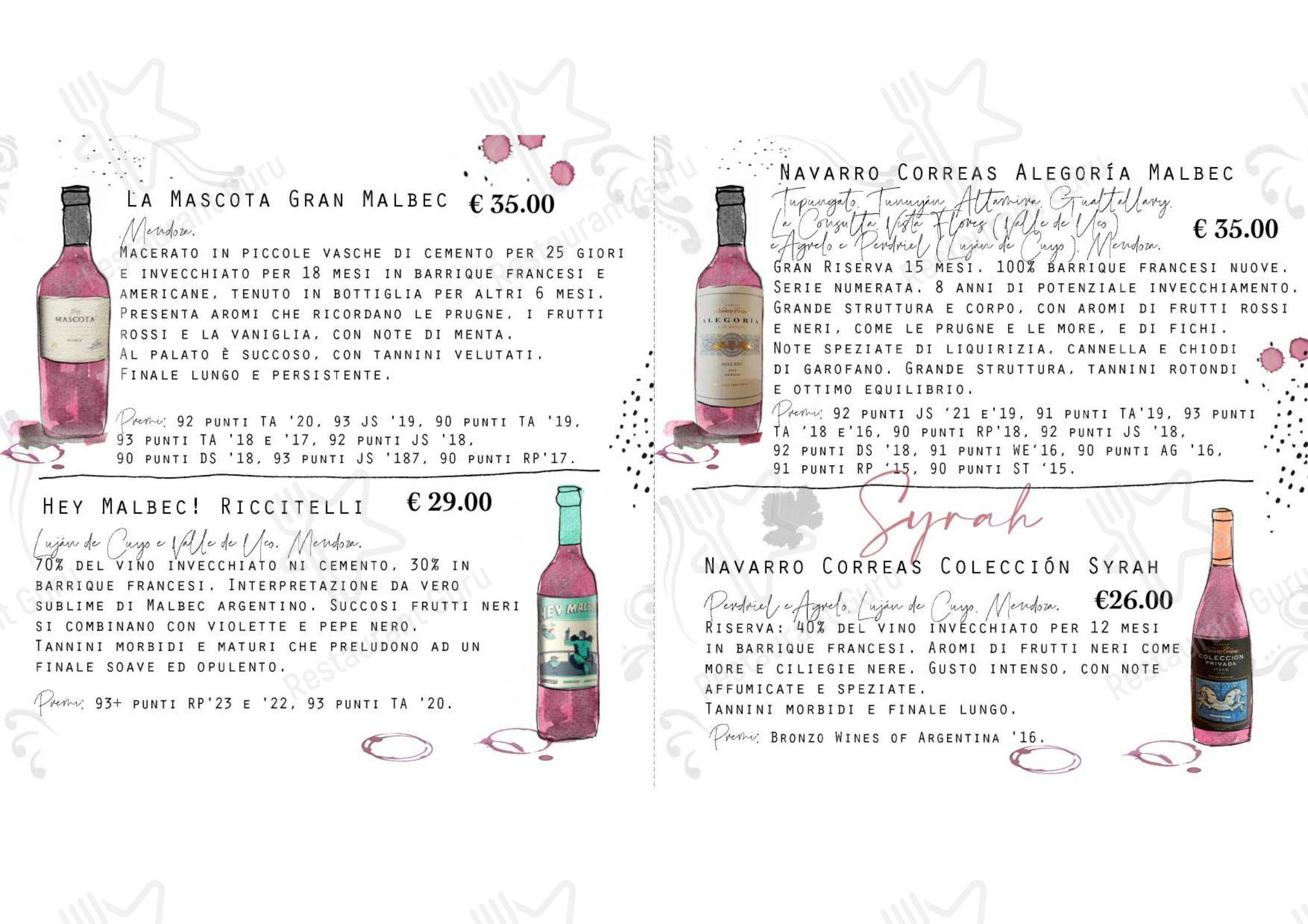 Menu bar per Volver steakhouse