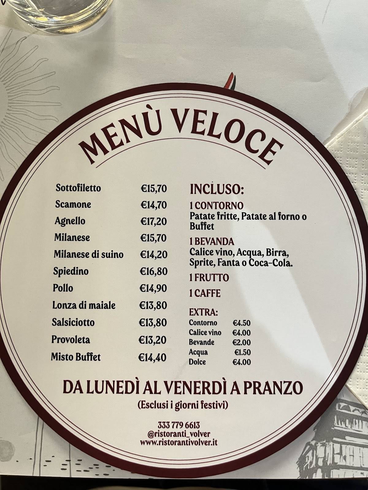 Menu di Volver 