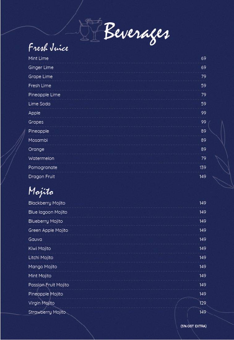 MAZALI RESTAURANT menu