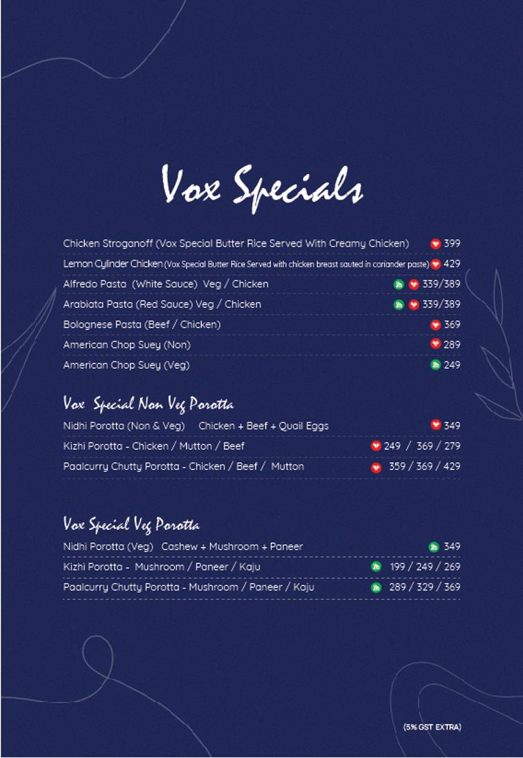 MAZALI RESTAURANT menu