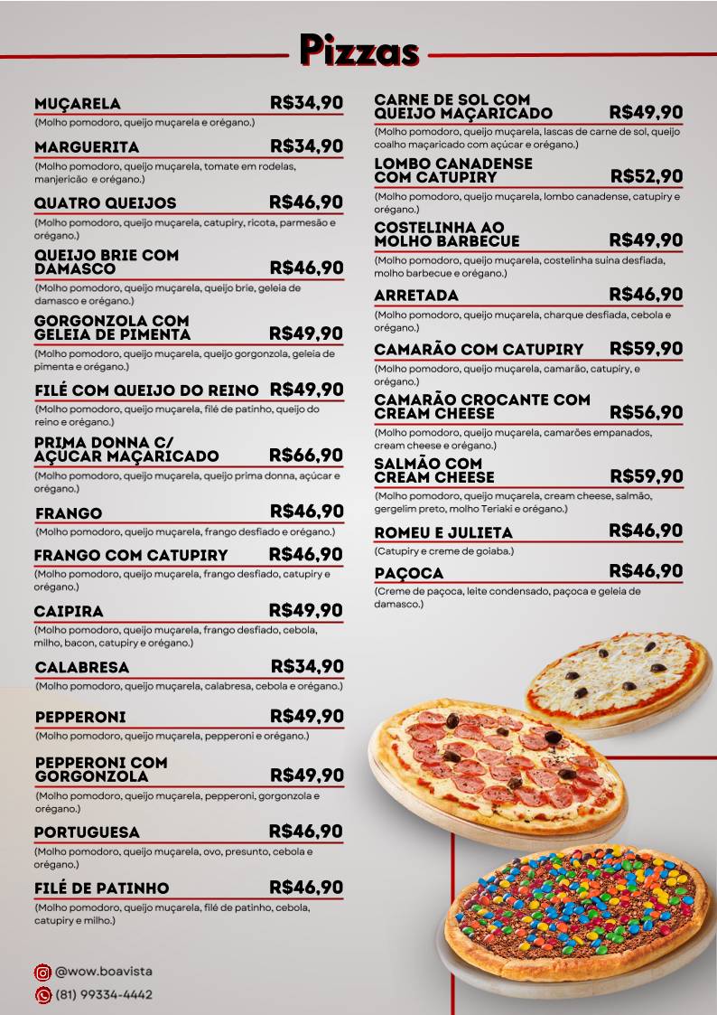 WOW! COMEDORIA cardápio