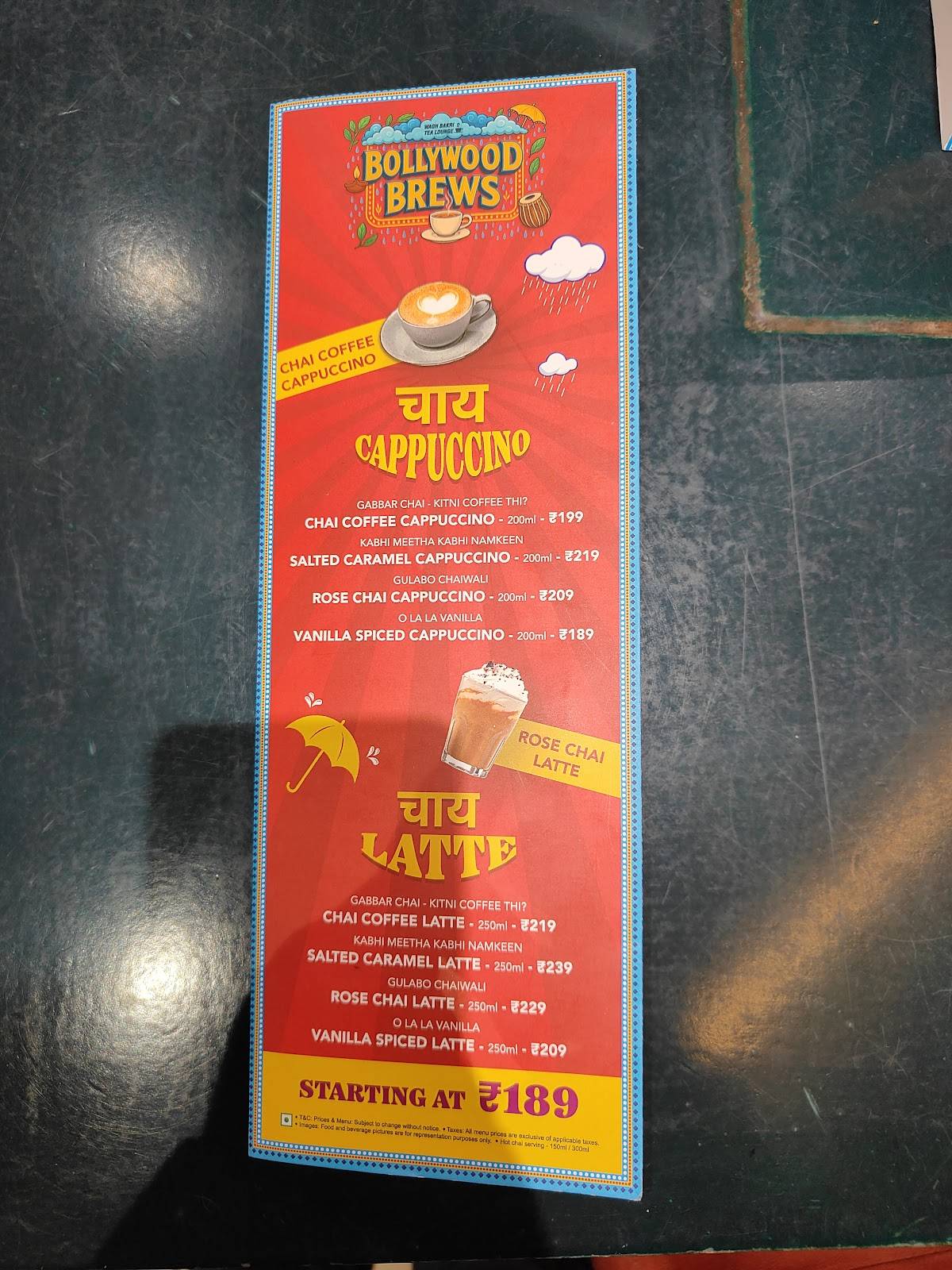 Wagh Bakri Tea Lounge menu