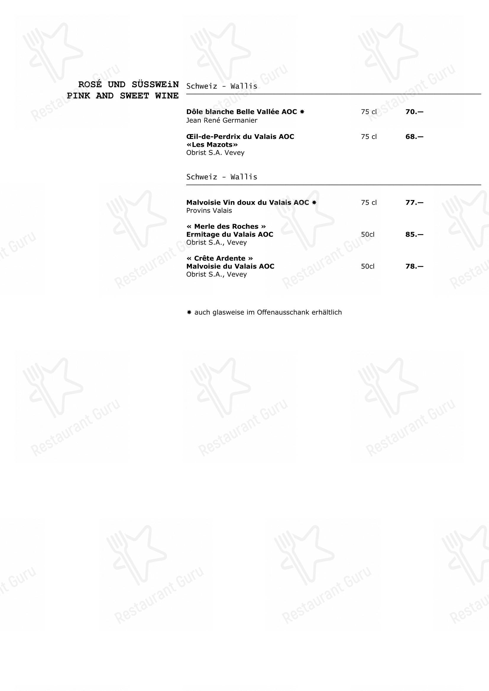 Walliser Kanne in Basilea - Menu