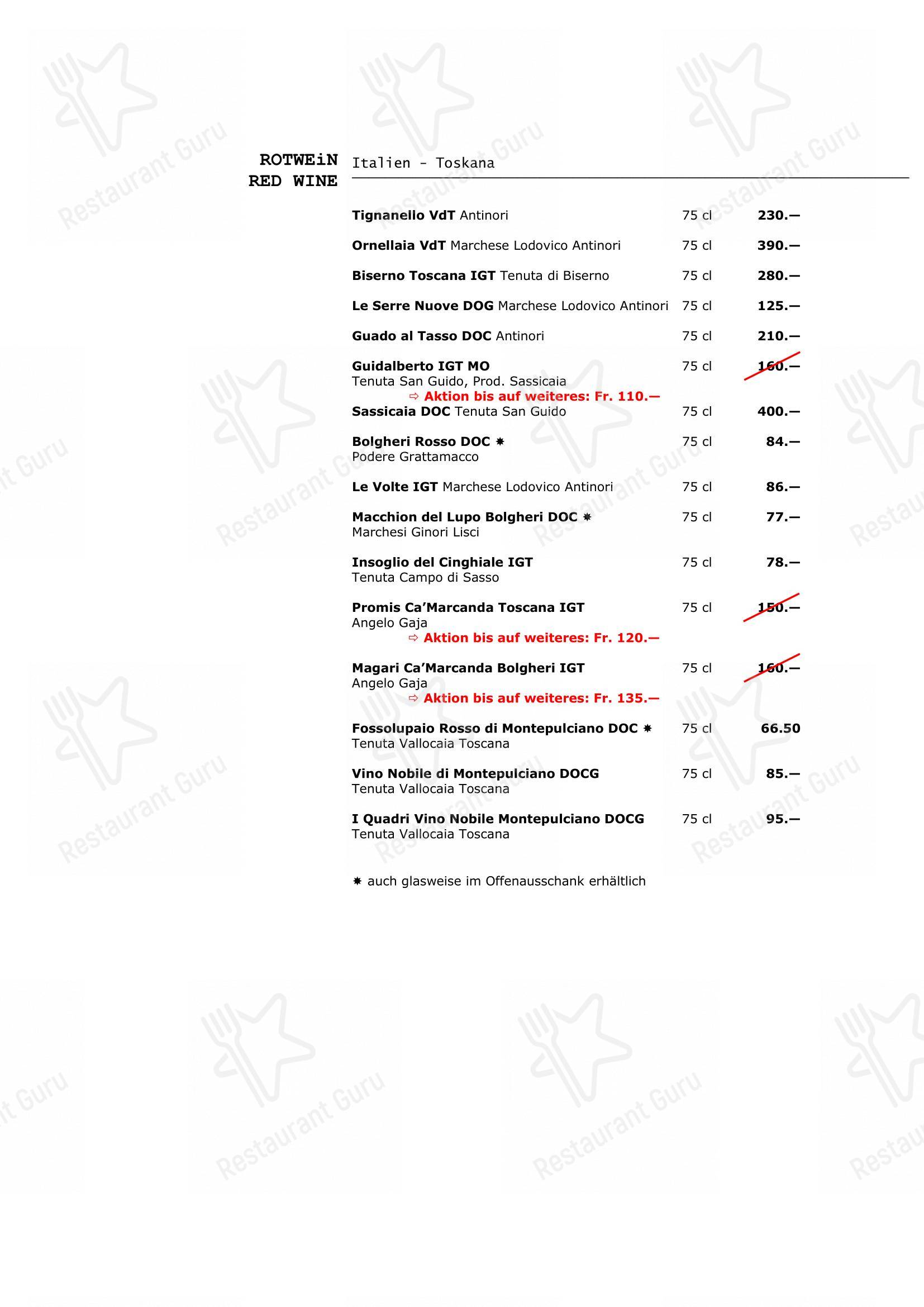 Walliser Kanne in Basilea - Menu