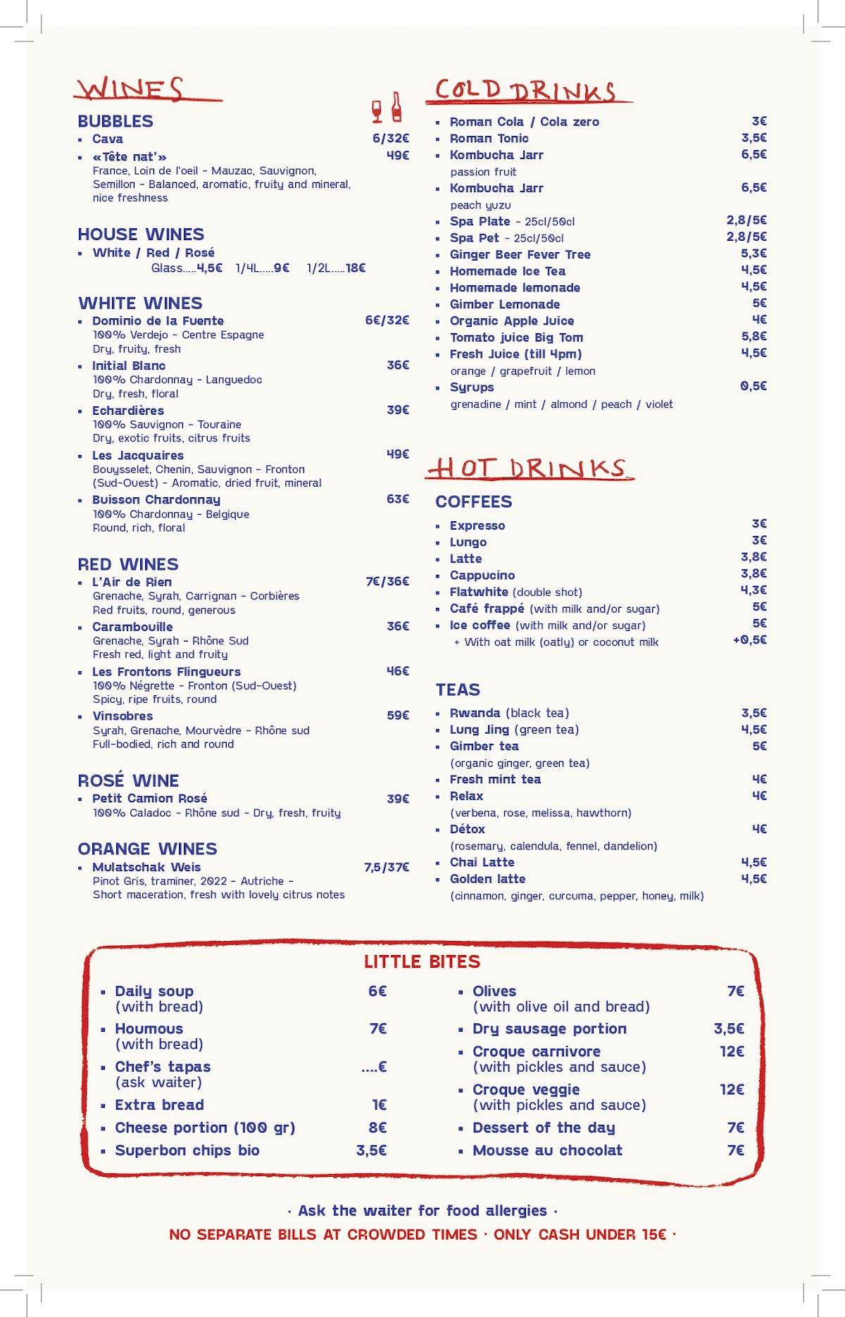 Menu de Café Walvis