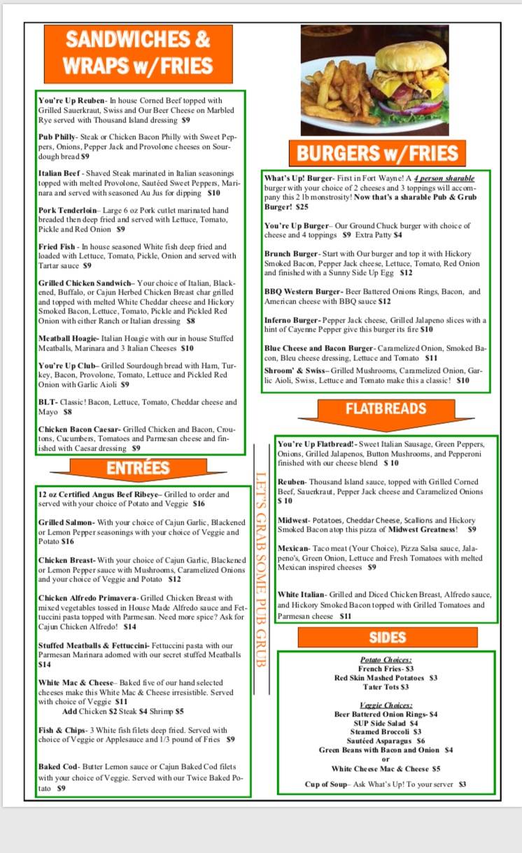 menu-at-what-s-up-pub-grub-fort-wayne