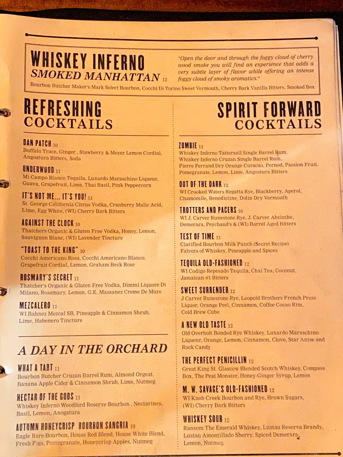 Menu at Whiskey Inferno Meat House & Craft Bar, Savage
