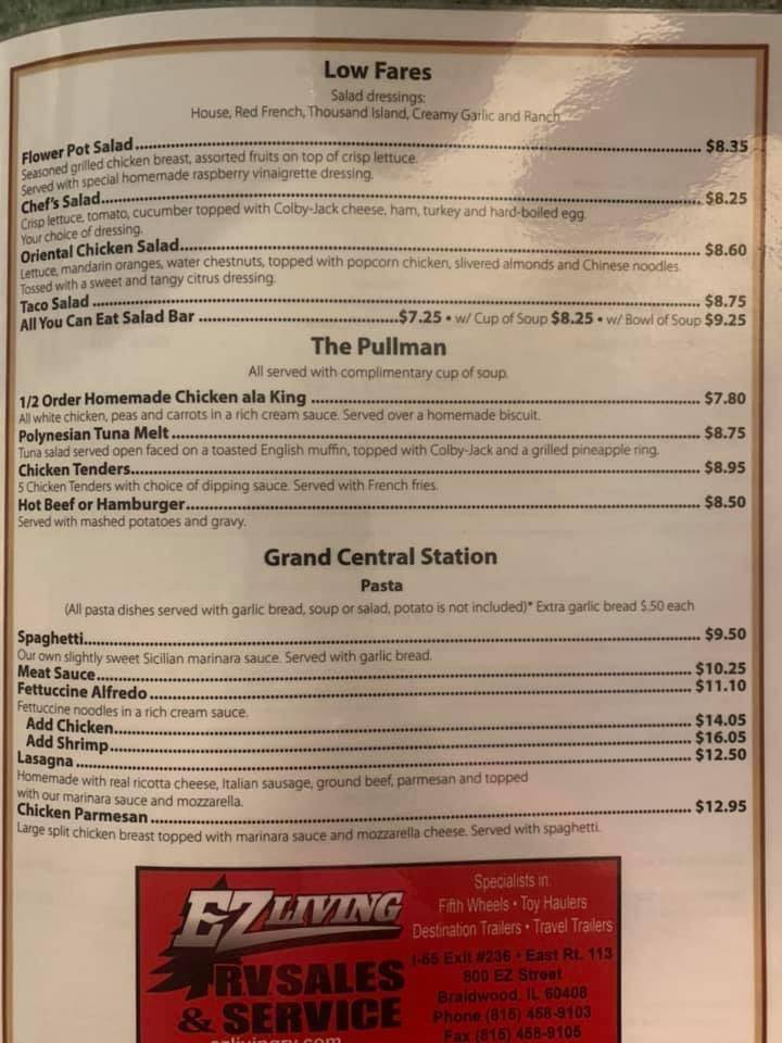 Menu at Whistle Stop Cafe Diamond IL, Diamond