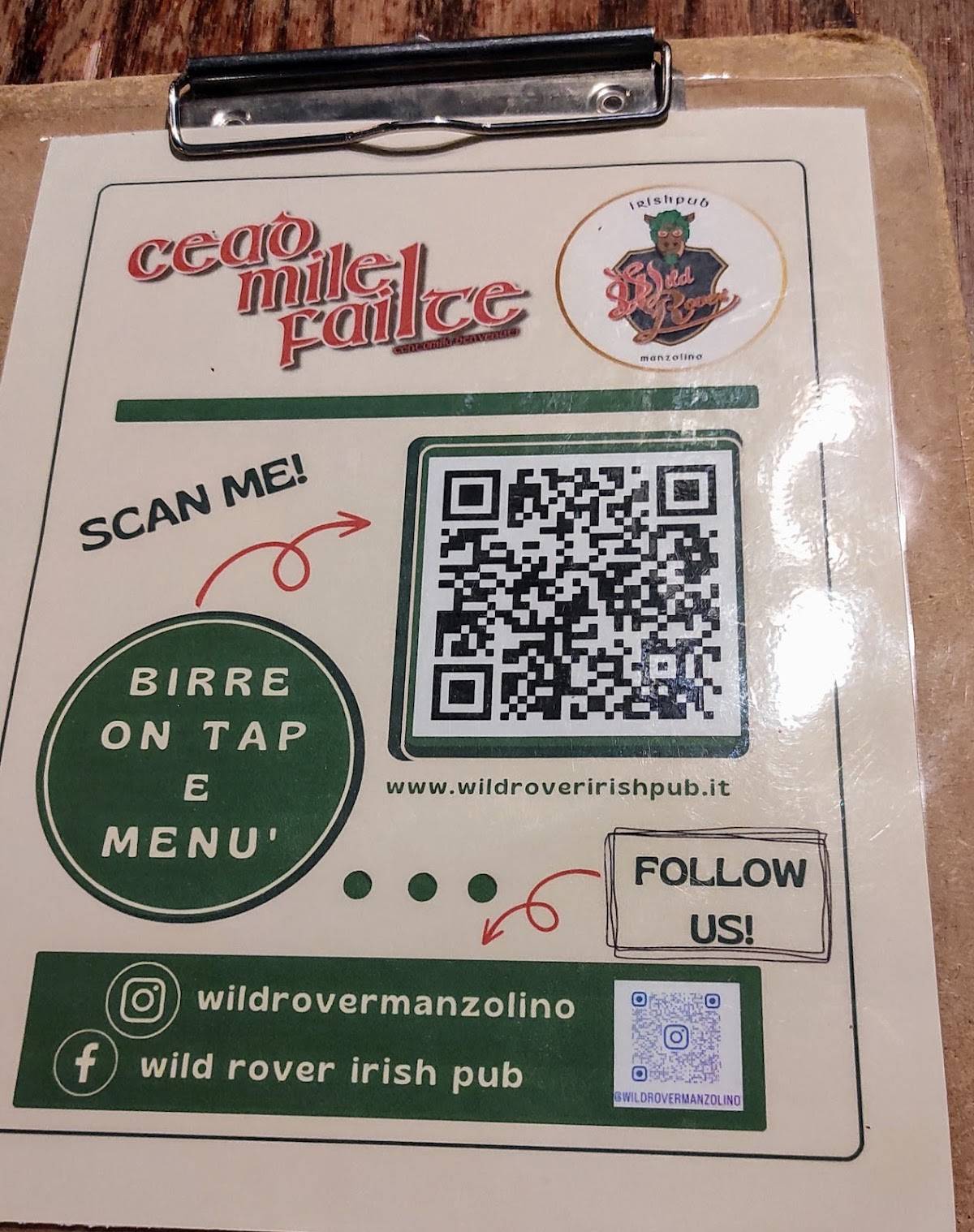 Menu di Wild Rover Irish Pub 
